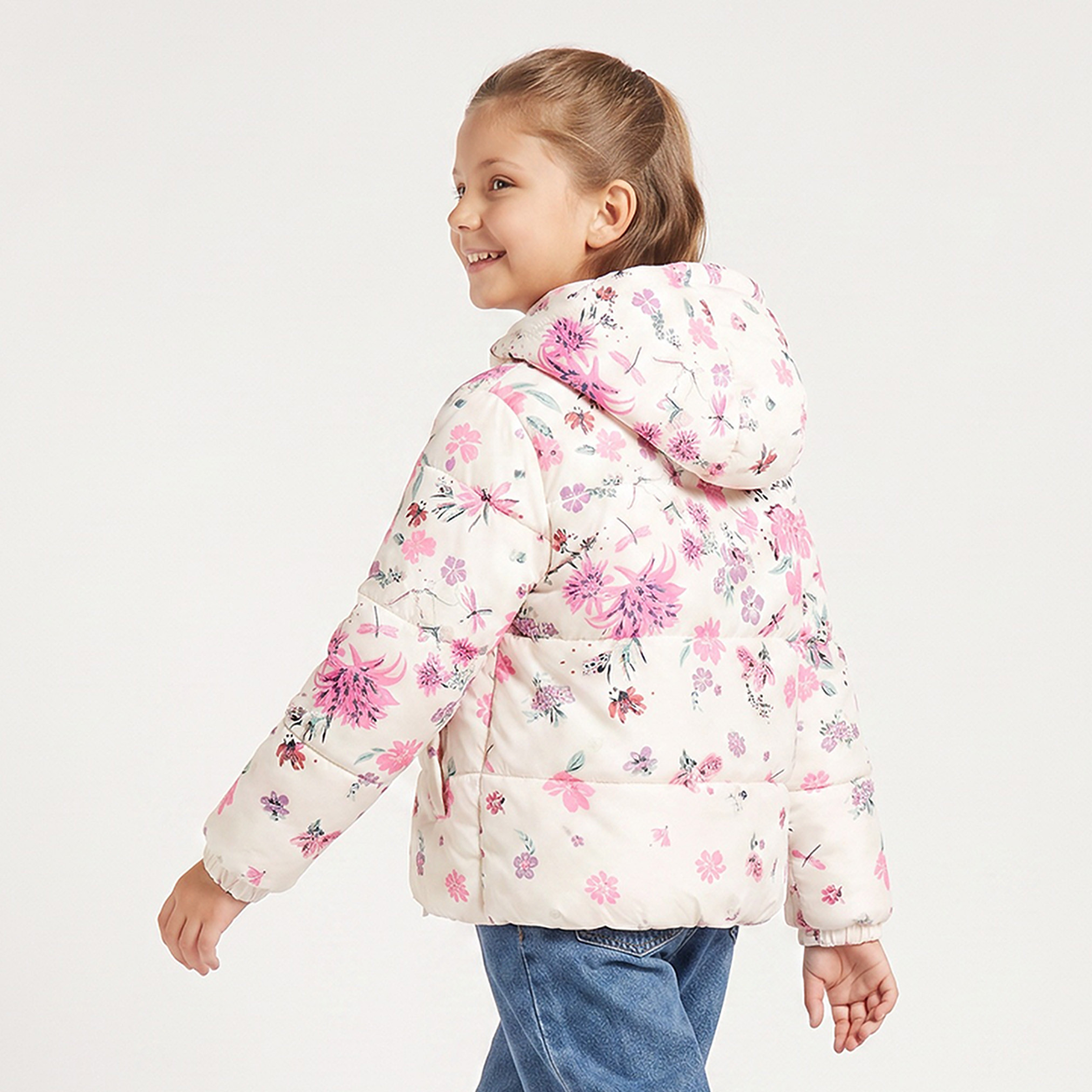 Juniors Floral Print Jacket with Hood-girls-clothing-jacketsandcoats-image-3