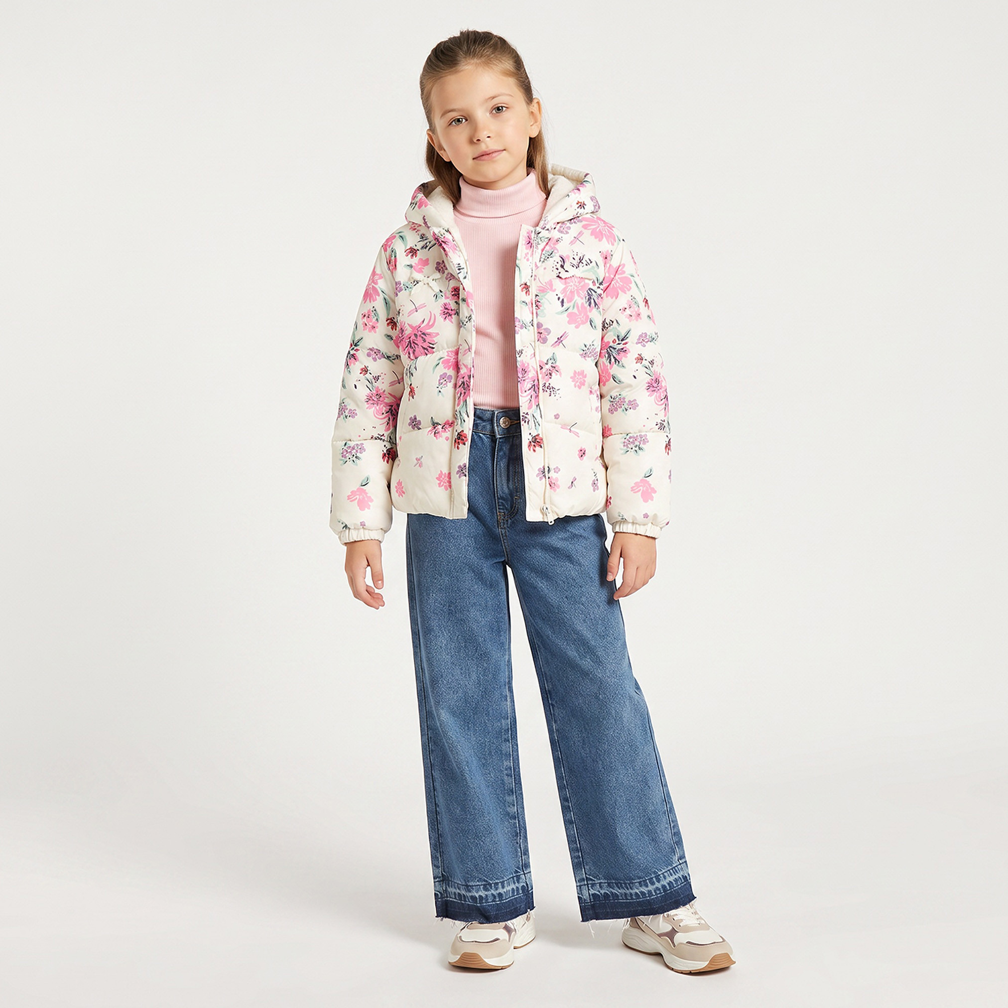 Juniors Floral Print Jacket with Hood-girls-clothing-jacketsandcoats-image-5