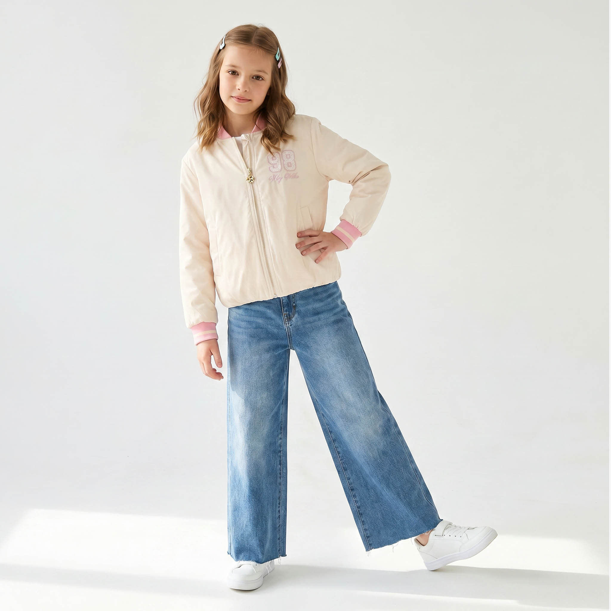 Disney Lace Applique Bomber Jacket with Zip Closure-girls-clothing-jacketsandcoats-image-6