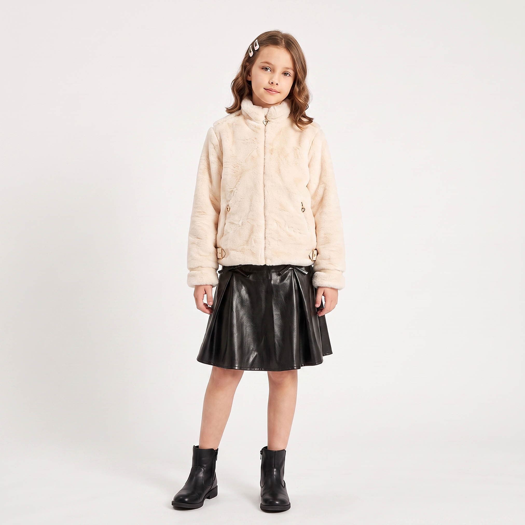 جاكيت بياقة طويلة وأكمام طويلة مع تفاصيل إبزيم من جونيورز-girls-clothing-winterwear-jacketsandcoats-image-2