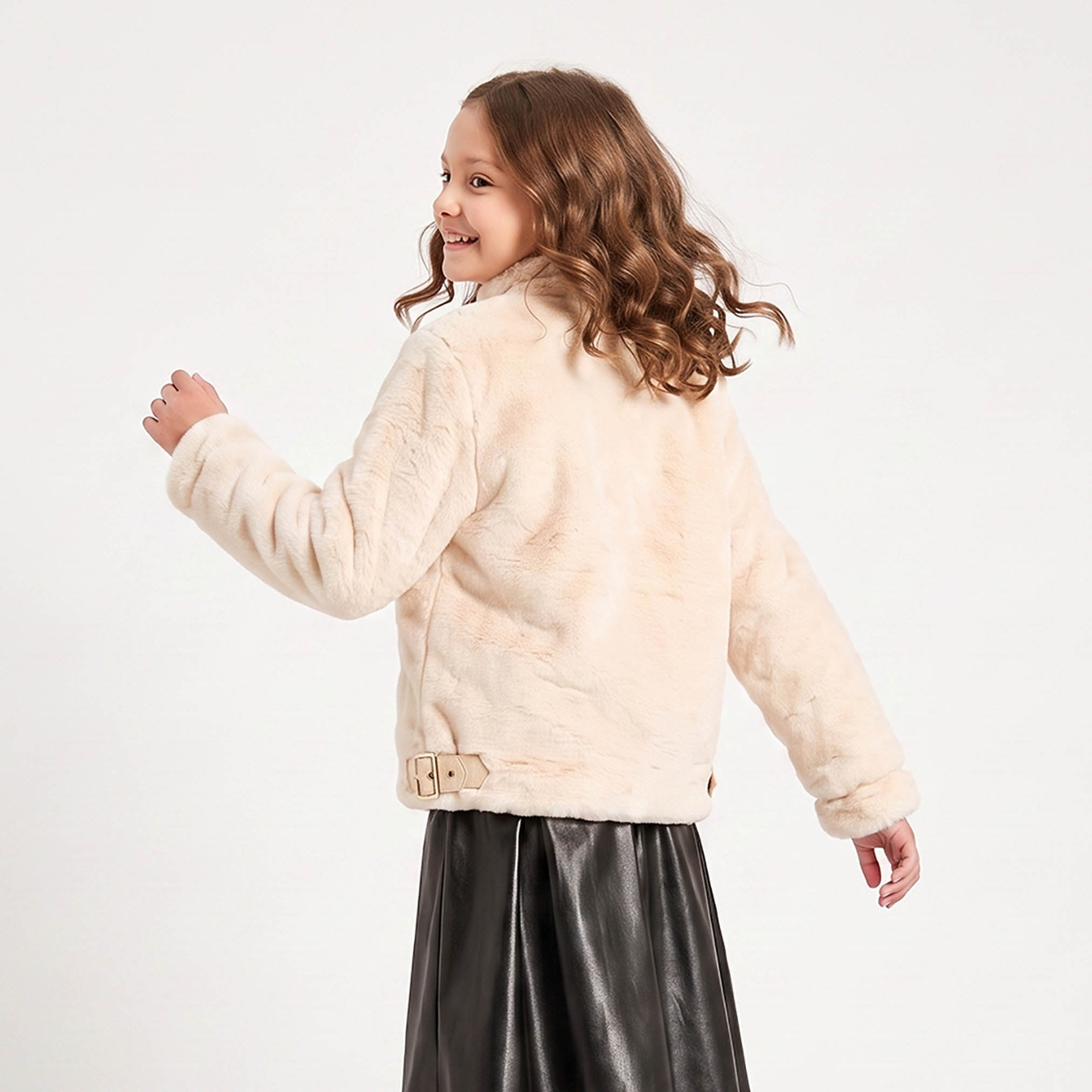 جاكيت بياقة طويلة وأكمام طويلة مع تفاصيل إبزيم من جونيورز-girls-clothing-winterwear-jacketsandcoats-image-3
