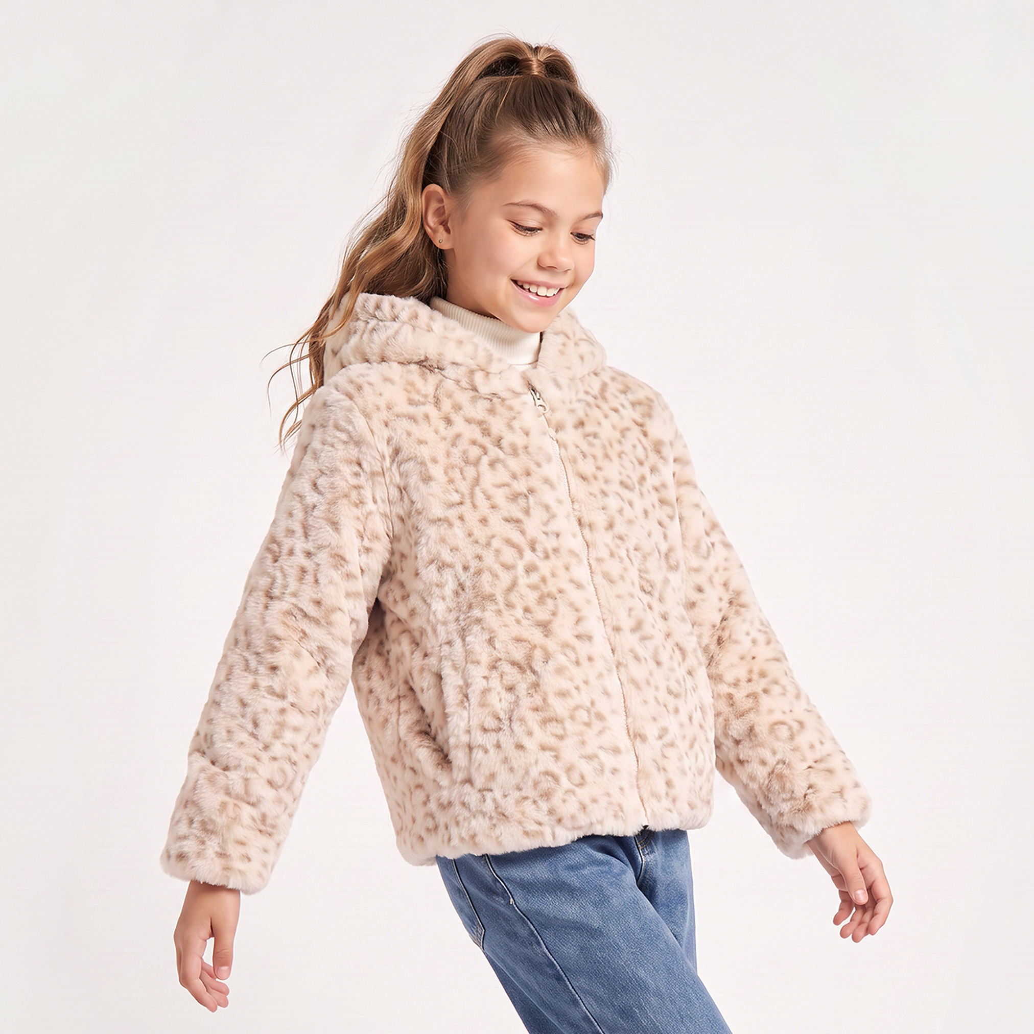 Juniors Animal Print Jacket with Hood-girls-clothing-jacketsandcoats-image-1