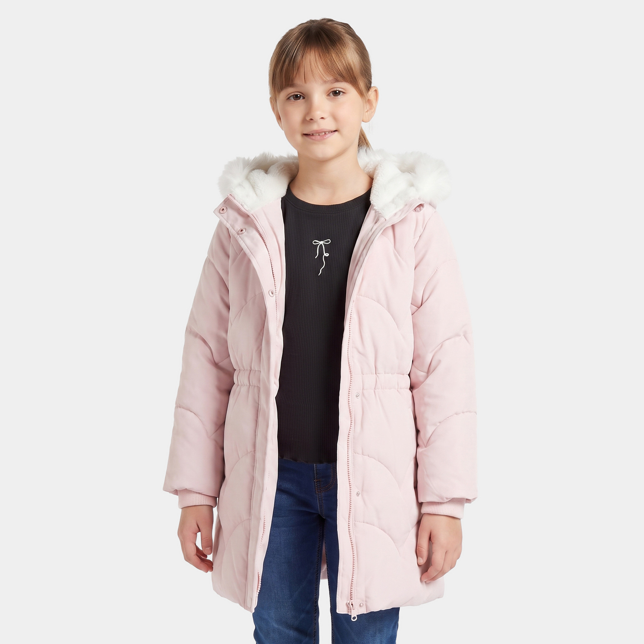 جاكيت بقبعة وأكمام طويلة من جونيورز-girls-clothing-winterwear-jacketsandcoats-image-1