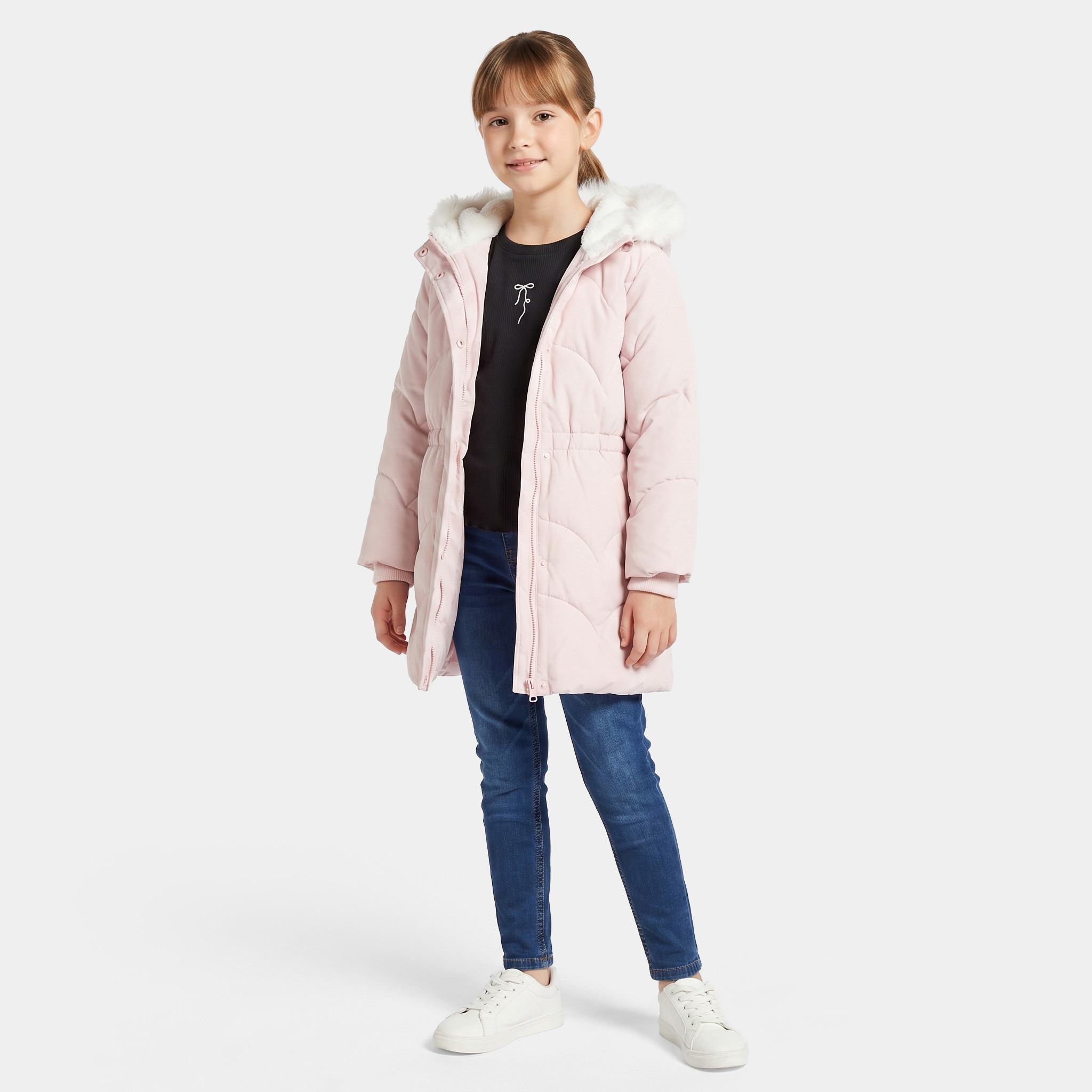 جاكيت بقبعة وأكمام طويلة من جونيورز-girls-clothing-winterwear-jacketsandcoats-image-2