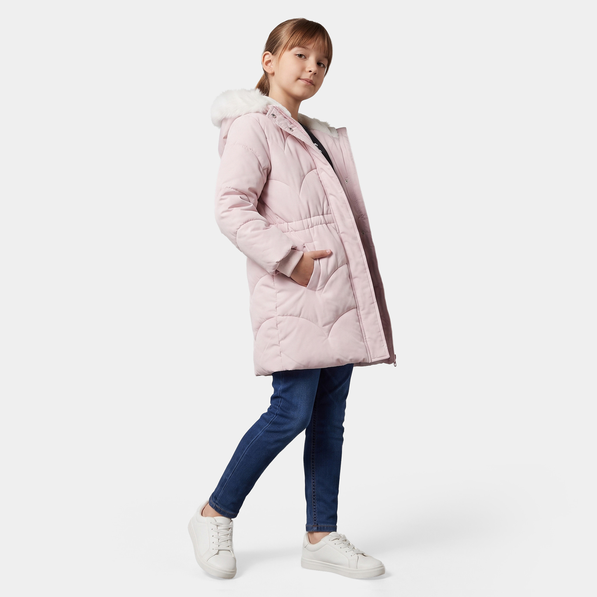 جاكيت بقبعة وأكمام طويلة من جونيورز-girls-clothing-winterwear-jacketsandcoats-image-6