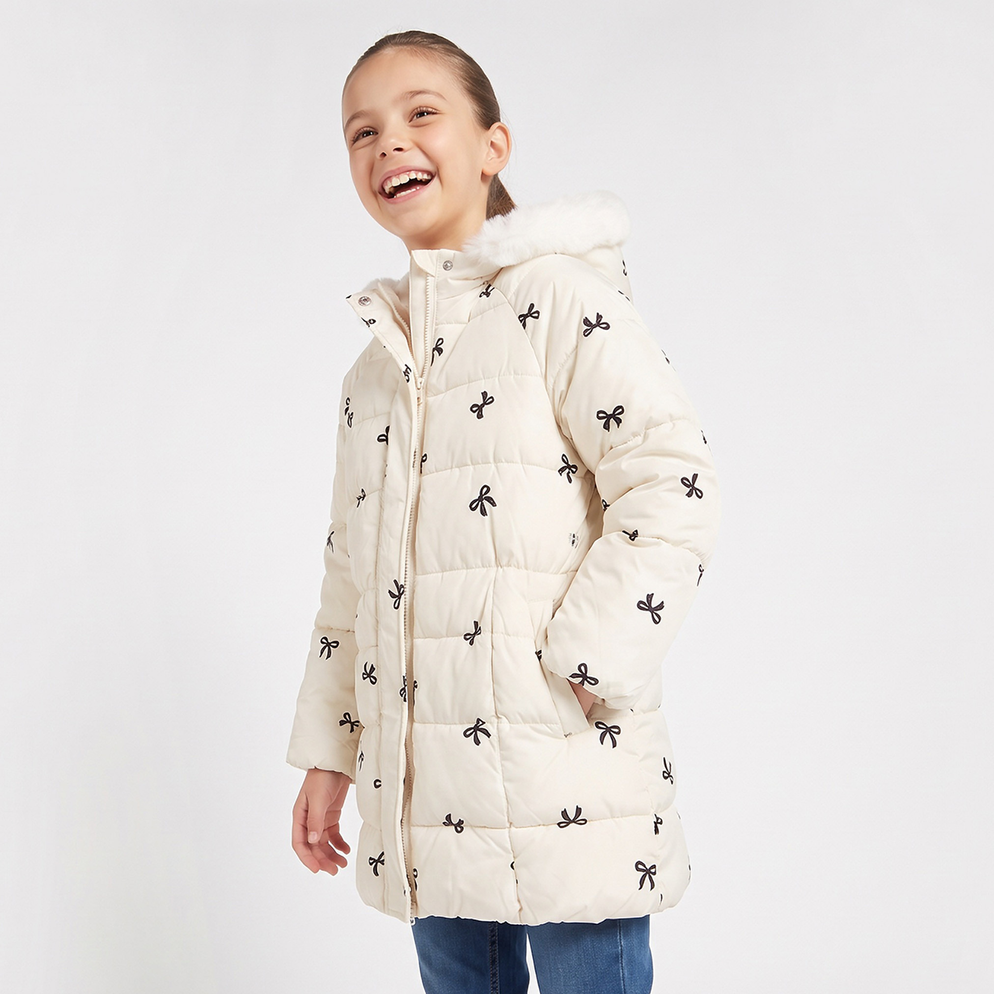 Juniors Hooded Jacket with Long Sleeves-girls-clothing-winterwear-jacketsandcoats-image-1