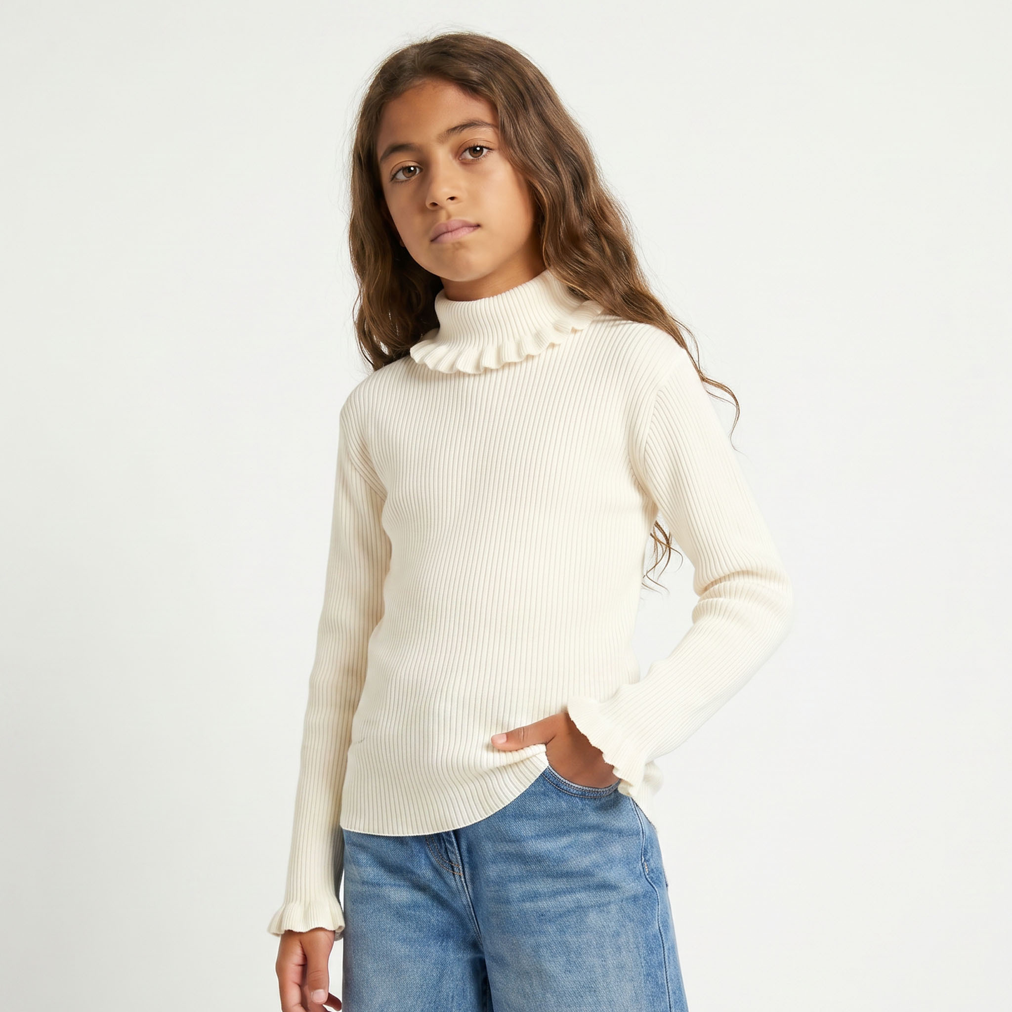 كنزة بارزة الملمس بياقة من جونيورز-girls-clothing-jumpersandcardigans-image-1