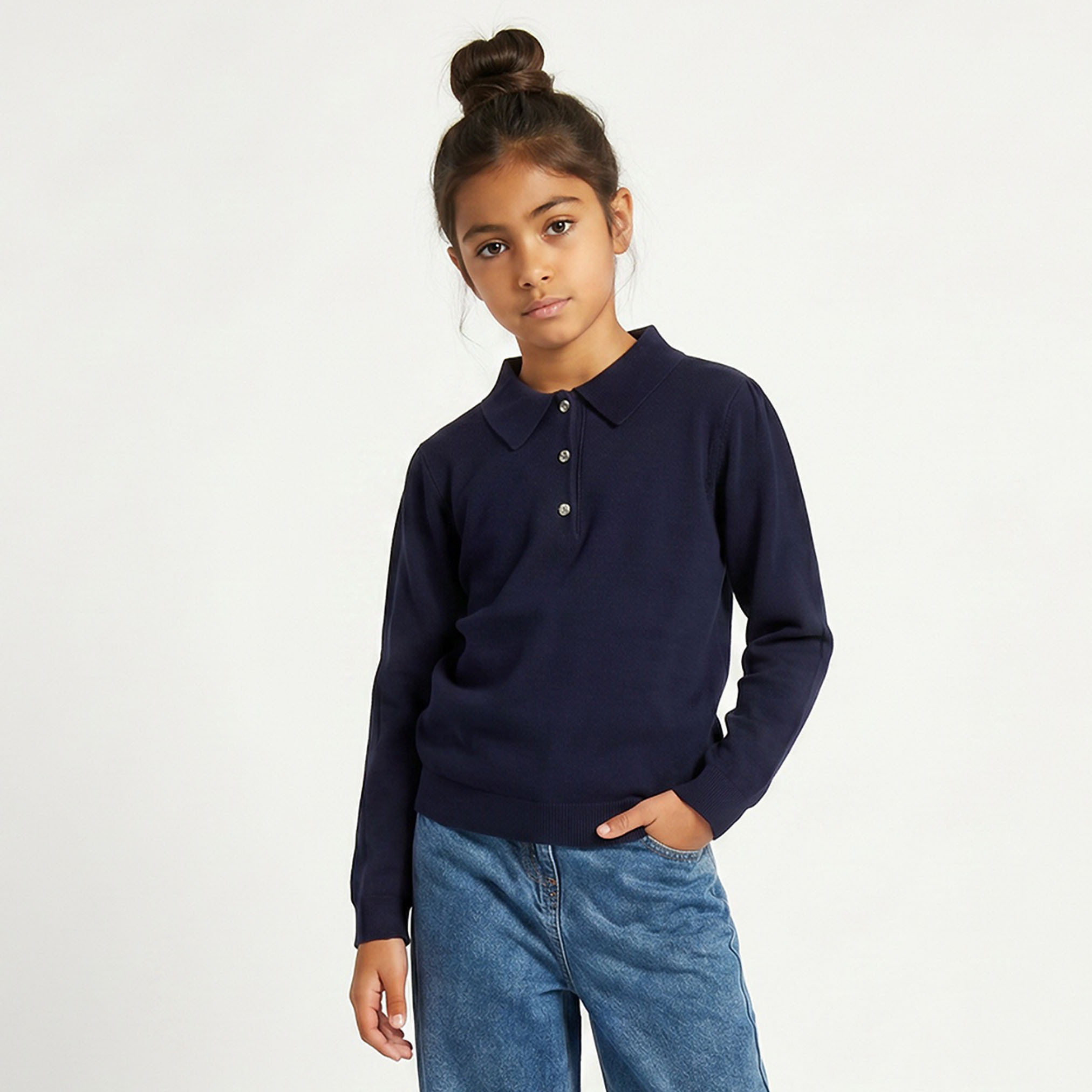 Juniors Collared Sweater with Long Sleeves-girls-clothing-jumpersandcardigans-image-1