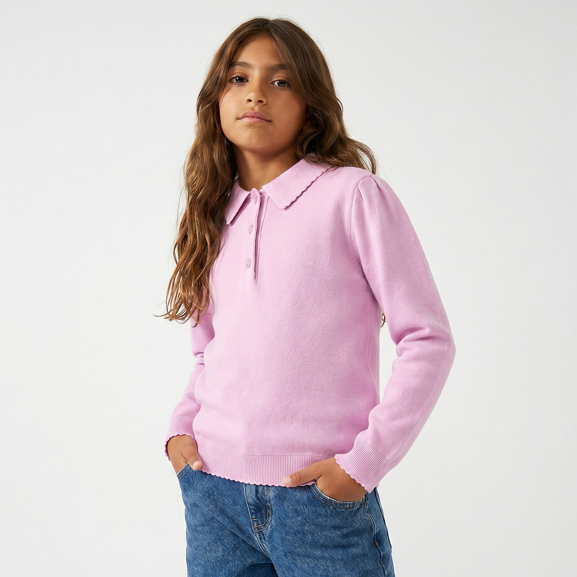 Juniors Collared Sweater with Long Sleeves-girls-clothing-jumpersandcardigans-image-1