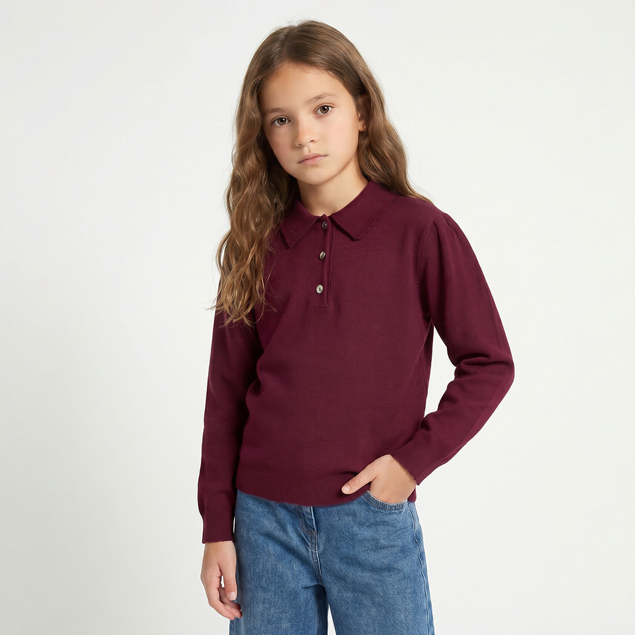 Juniors Collared Sweater with Long Sleeves-girls-clothing-jumpersandcardigans-image-1