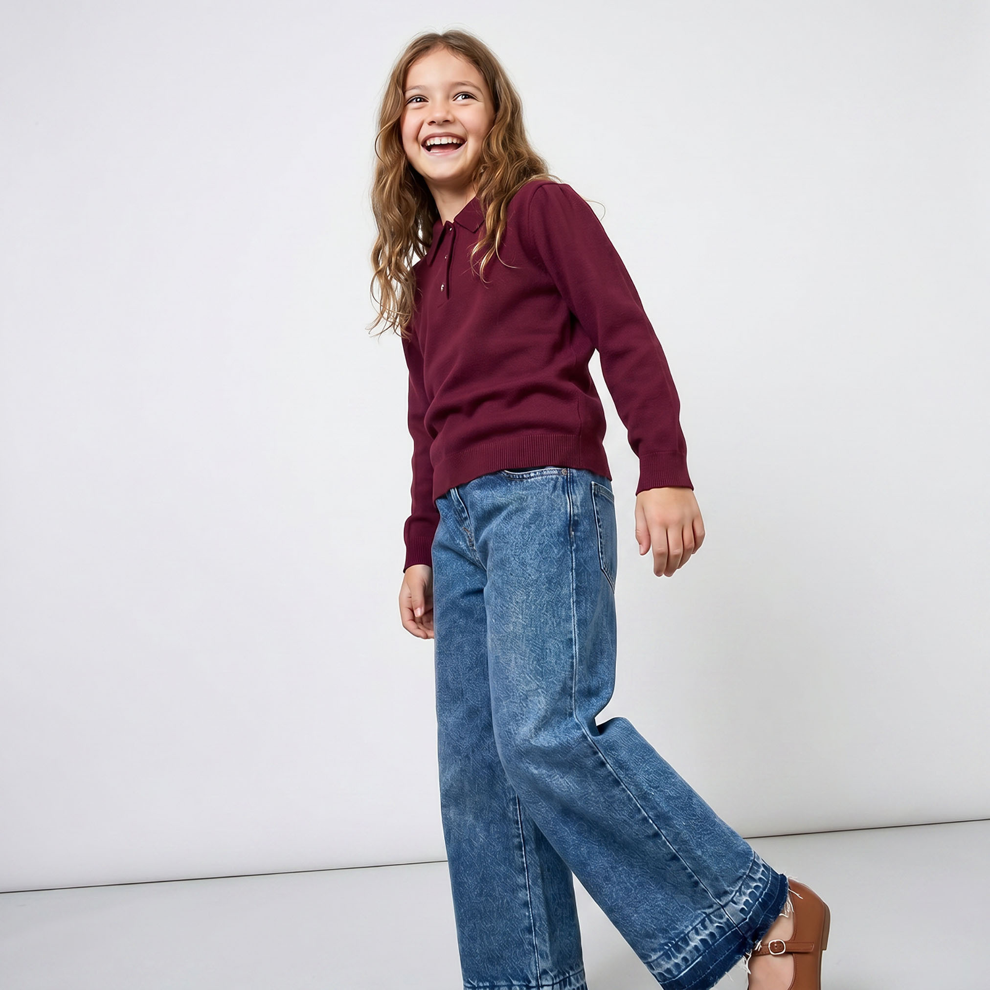 Juniors Collared Sweater with Long Sleeves-girls-clothing-jumpersandcardigans-image-2
