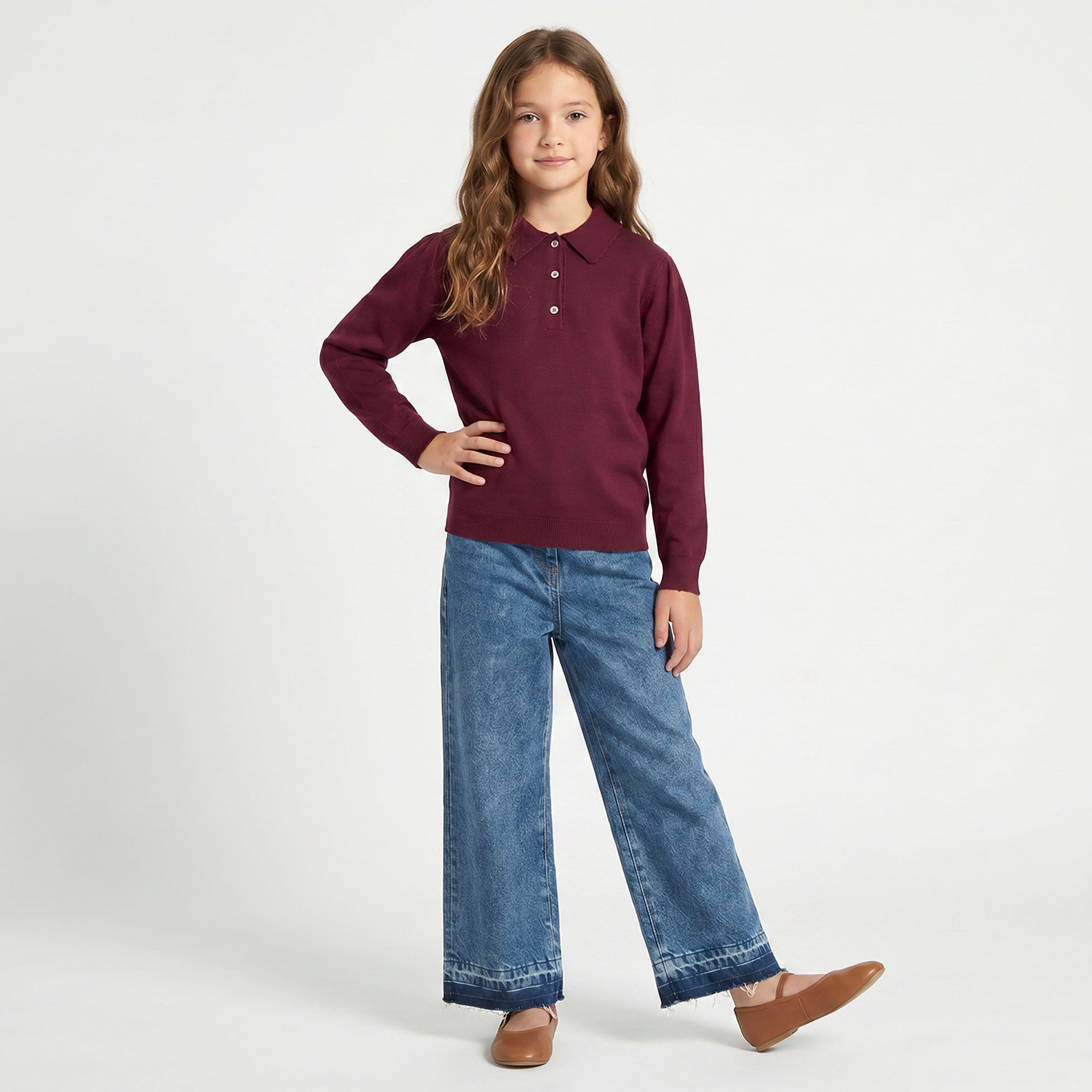 Juniors Collared Sweater with Long Sleeves-girls-clothing-jumpersandcardigans-image-5