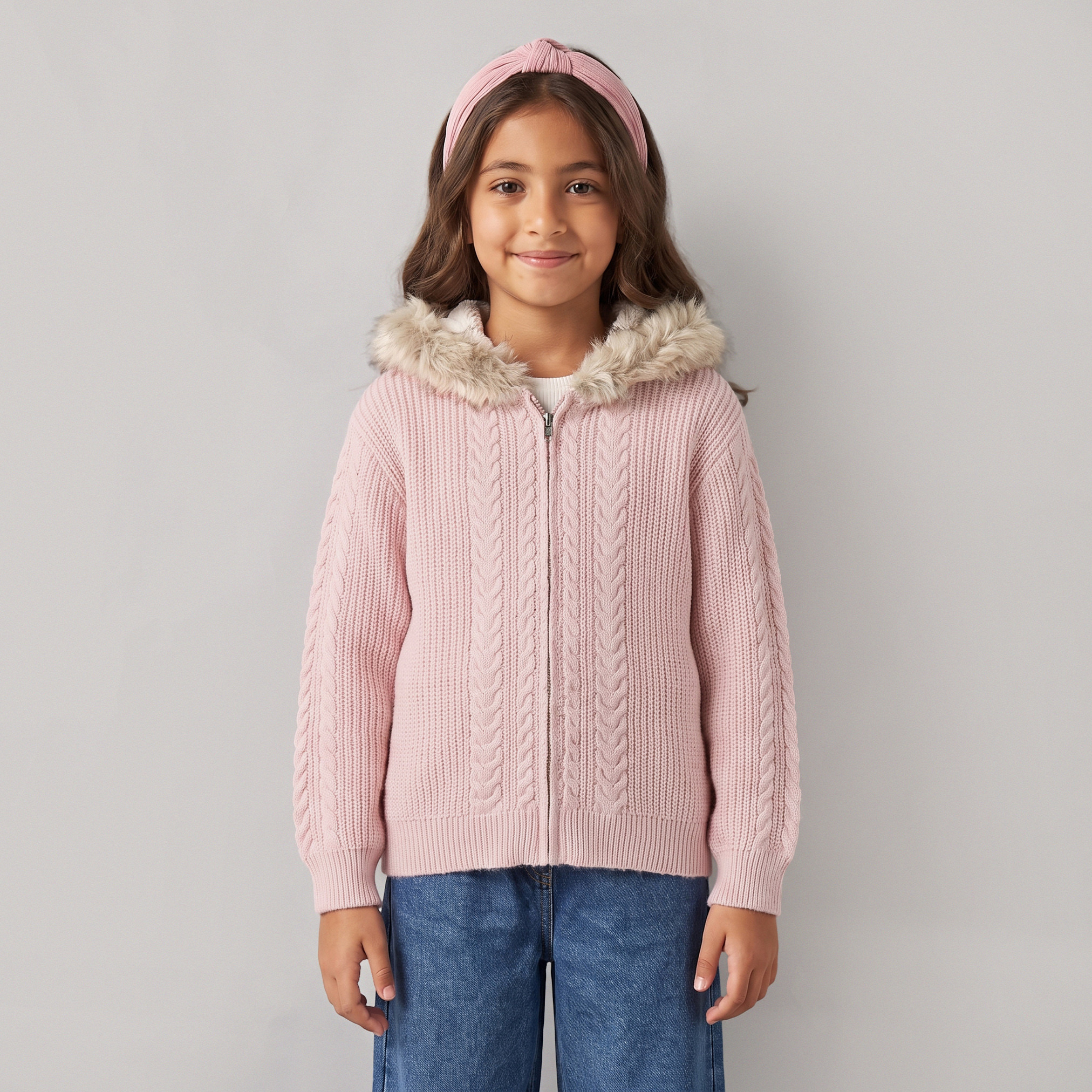 Juniors Hooded Cardigan with Long Sleeves-girls-clothing-jumpersandcardigans-image-1