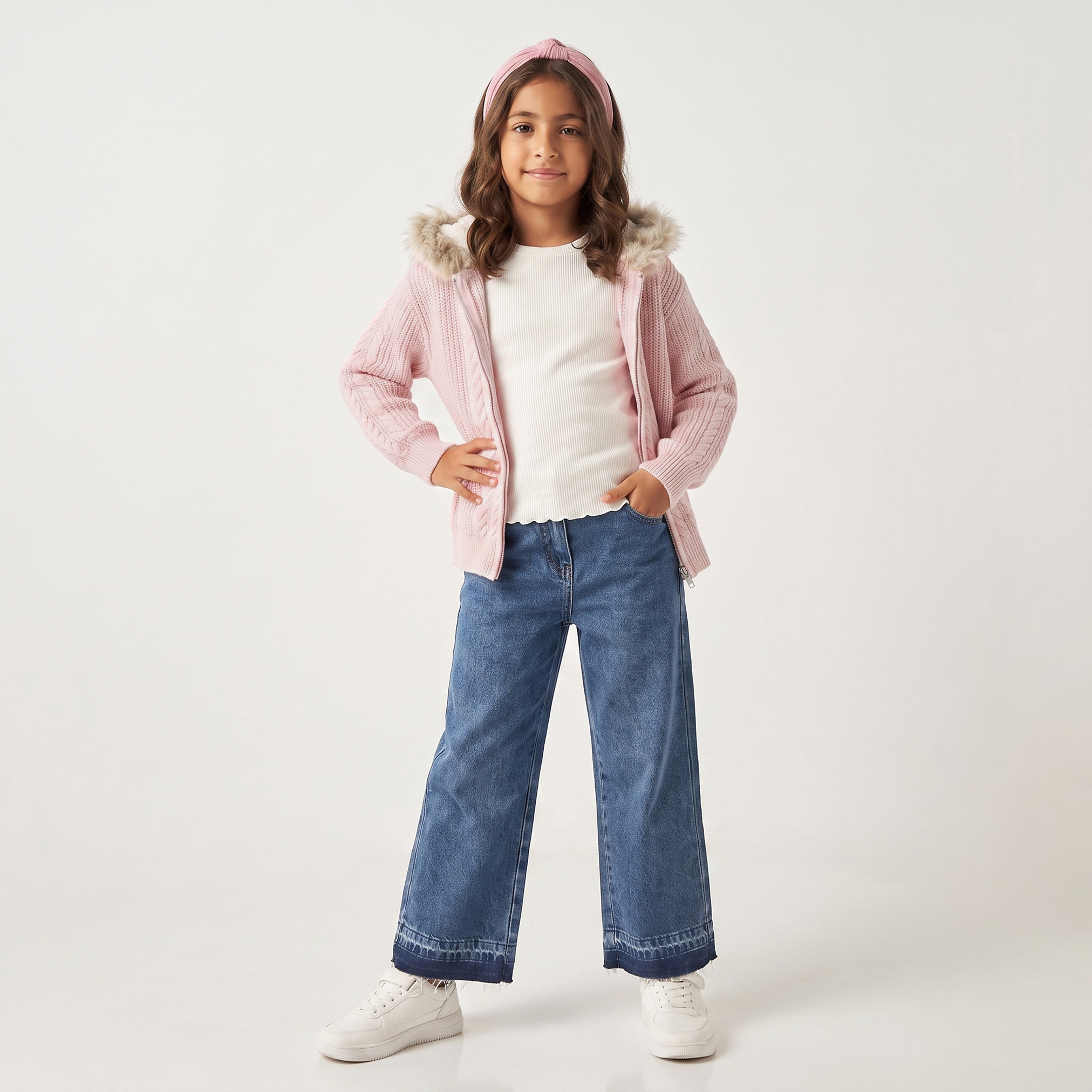 Juniors Hooded Cardigan with Long Sleeves-girls-clothing-jumpersandcardigans-image-2