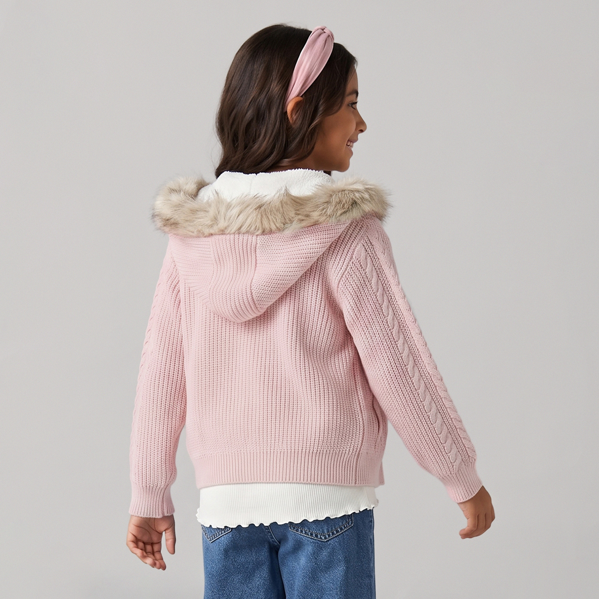 Juniors Hooded Cardigan with Long Sleeves-girls-clothing-jumpersandcardigans-image-3