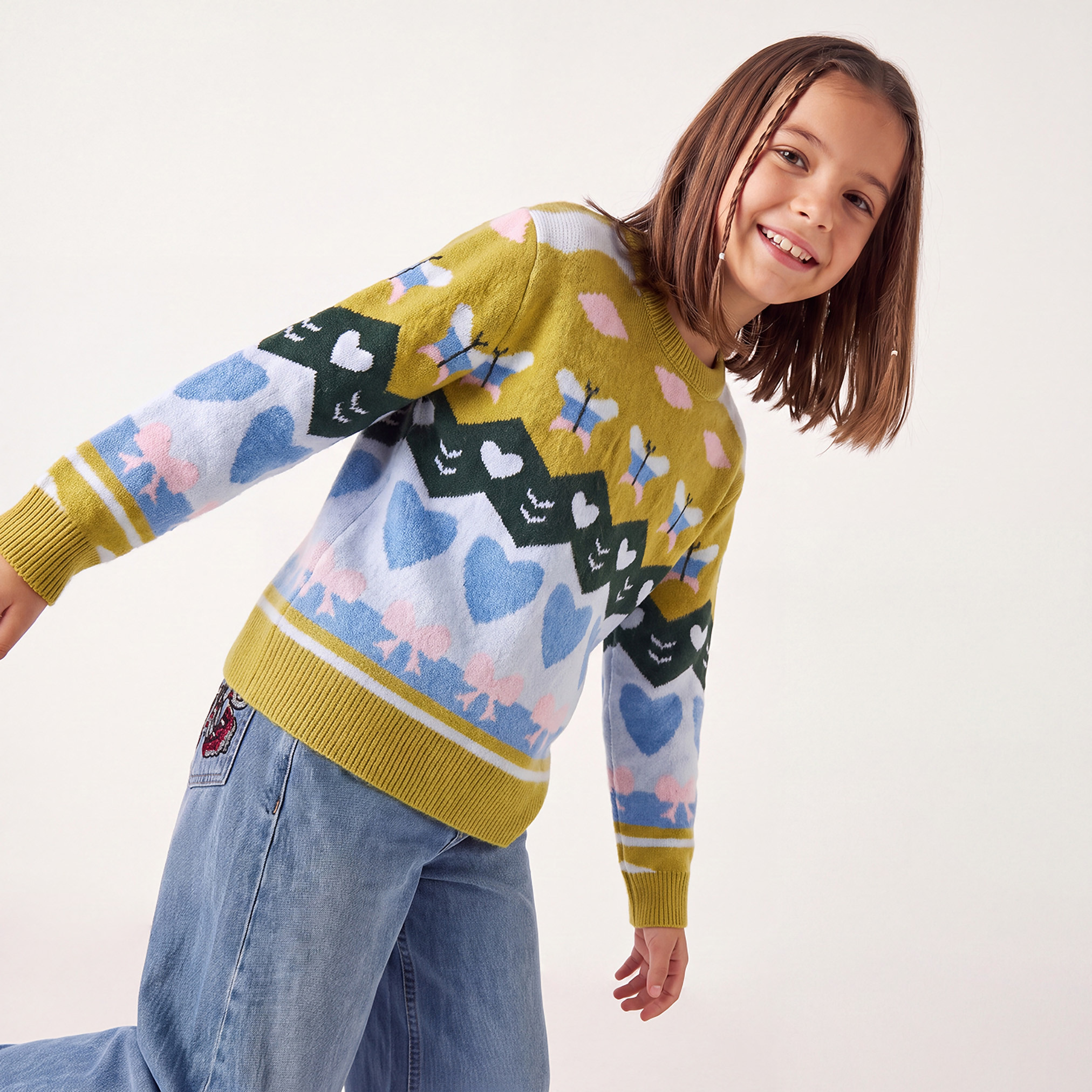 كنزة بأكمام طويلة وطبعات من جونيورز-girls-clothing-jumpersandcardigans-image-1