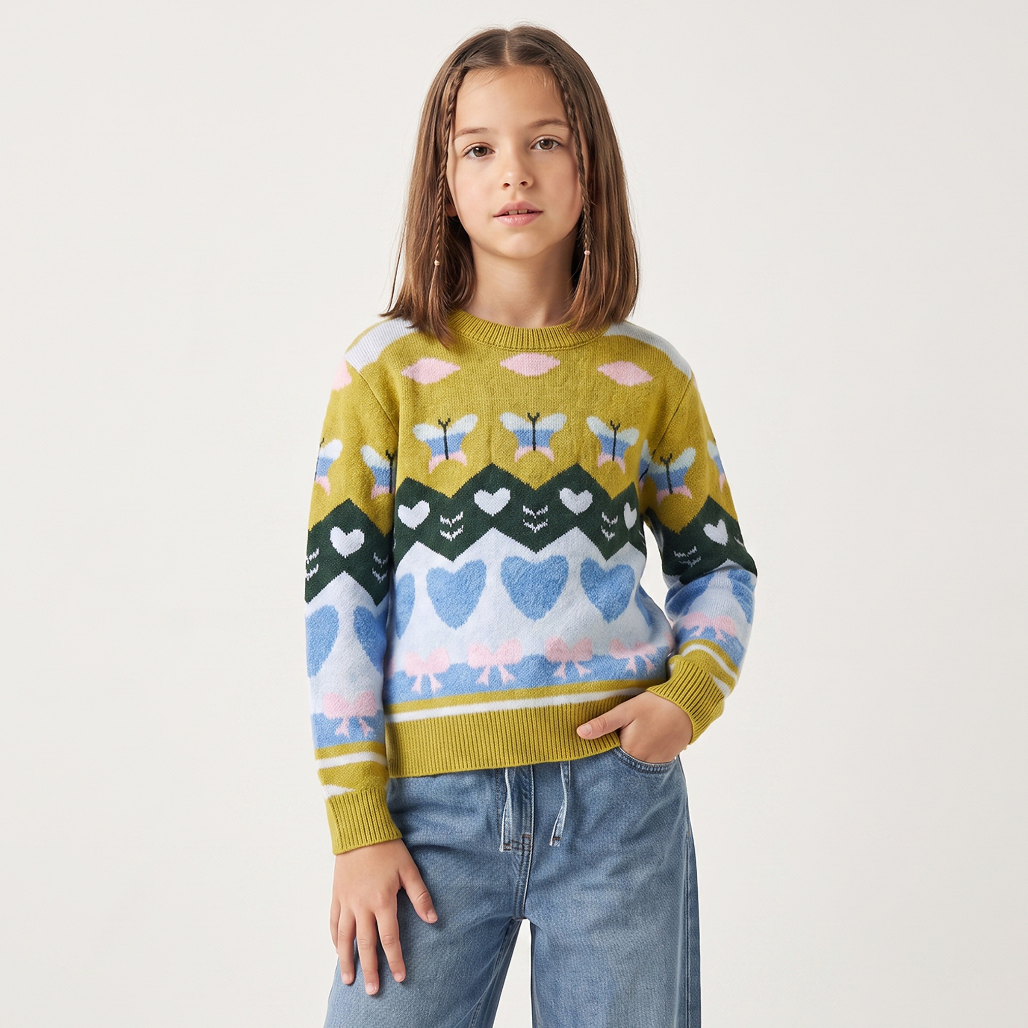كنزة بأكمام طويلة وطبعات من جونيورز-girls-clothing-jumpersandcardigans-image-5