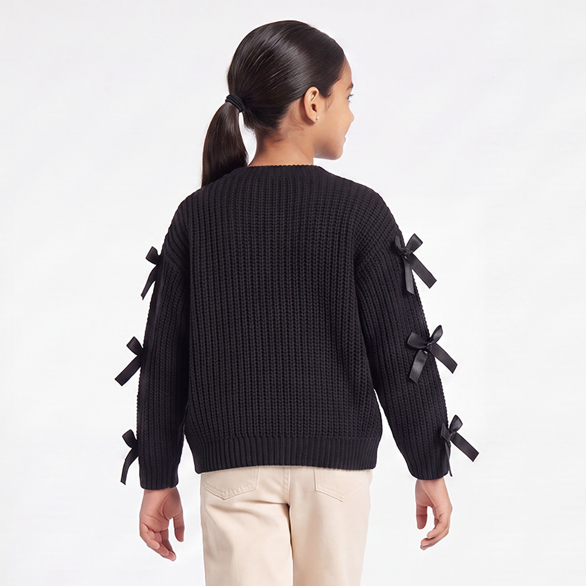 Juniors Bow Detail Sweater with Long Sleeves-girls-clothing-jumpersandcardigans-image-3