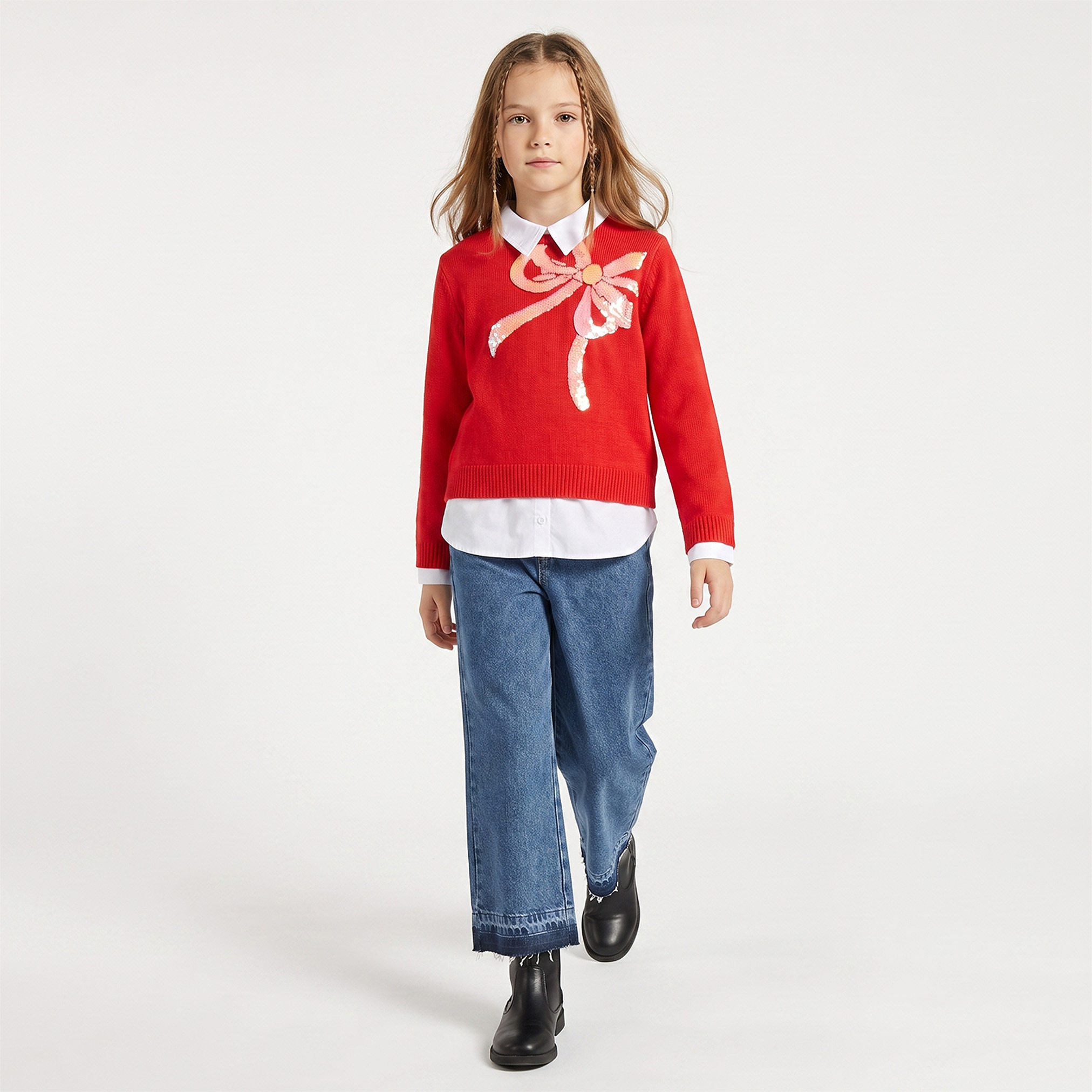 سويتشرت بياقة مزينة بترتر من جونيورز-girls-clothing-jumpersandcardigans-image-2