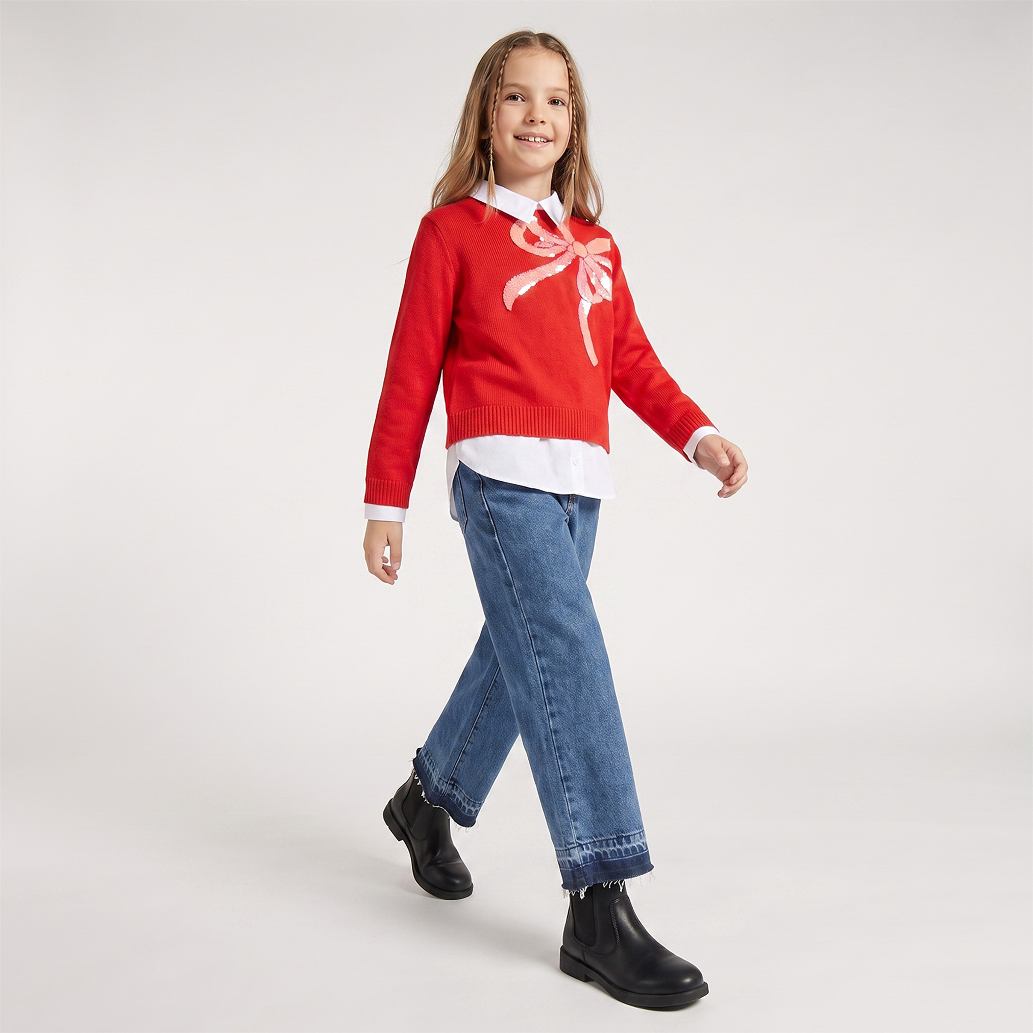 سويتشرت بياقة مزينة بترتر من جونيورز-girls-clothing-jumpersandcardigans-image-6