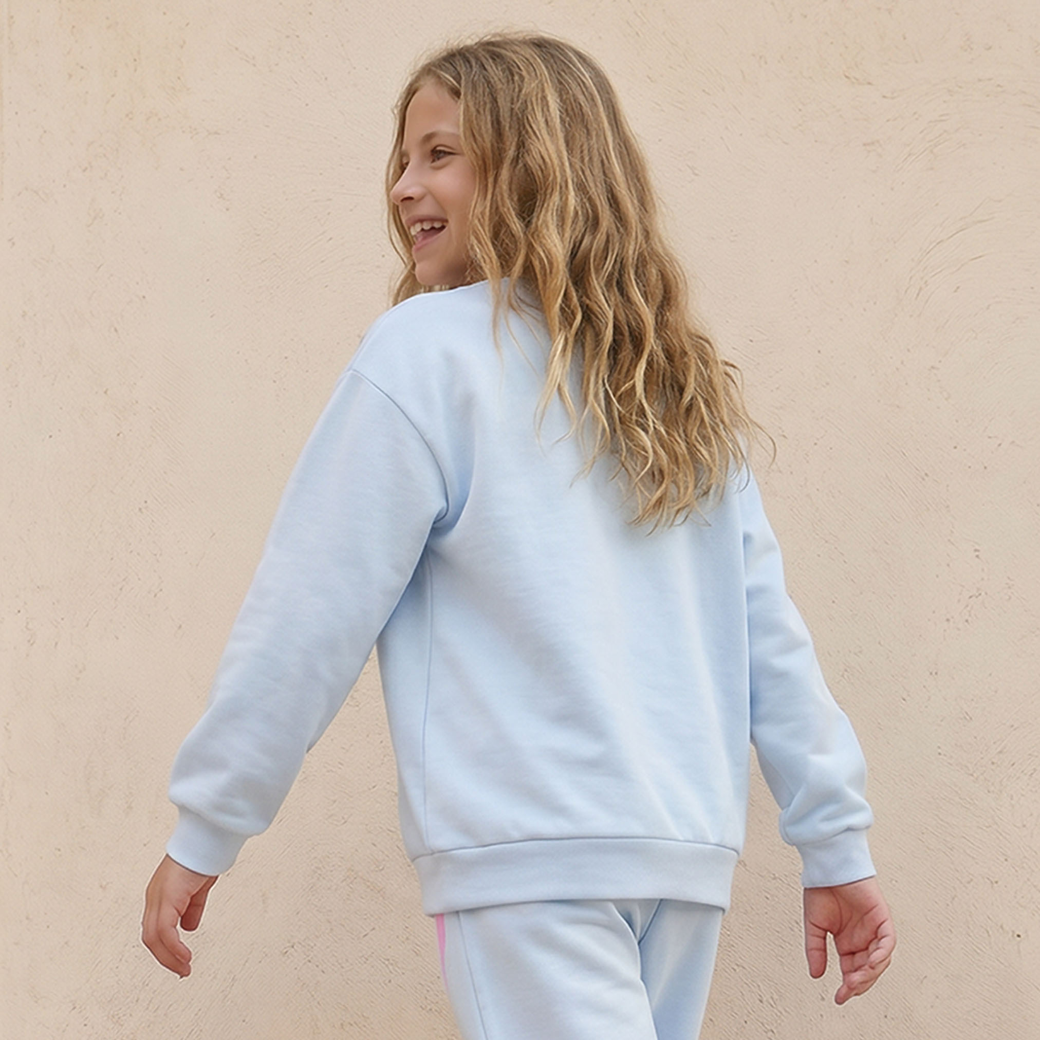 Juniors Crew Neck Sweatshirt with Heart Print-girls-clothing-sweatshirts-image-3