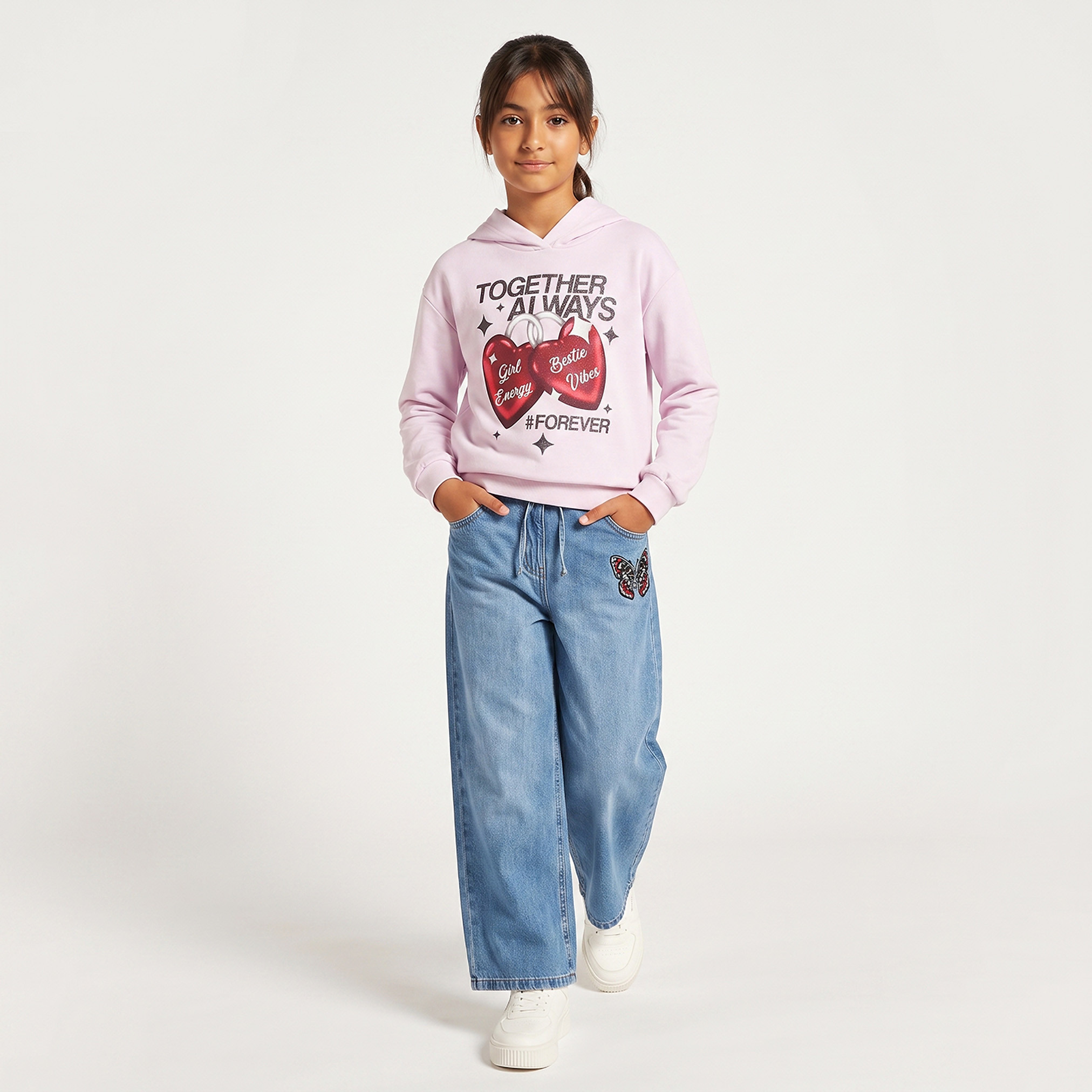 Juniors Hooded Sweatshirt with Long Sleeves-girls-clothing-sweatshirts-image-2