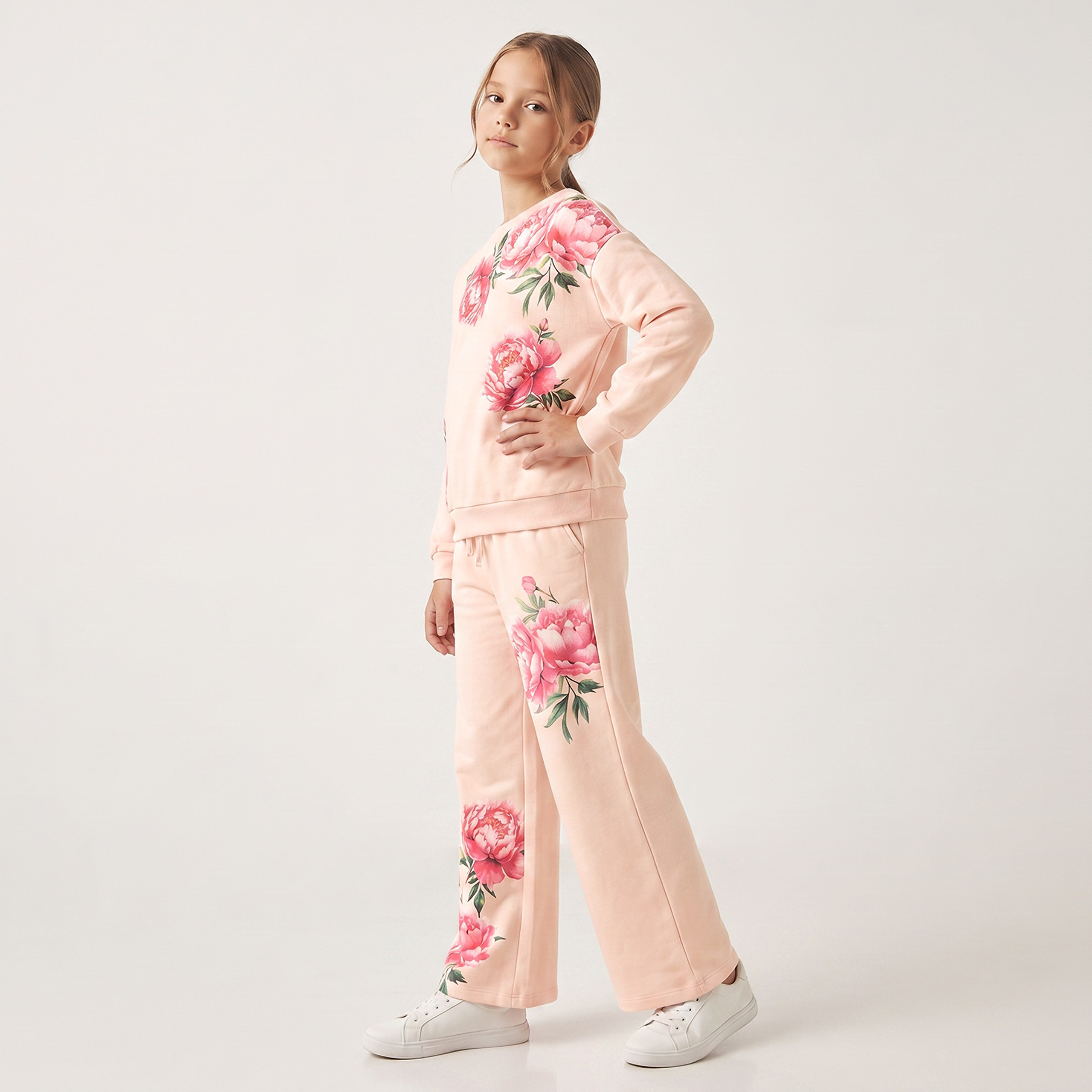 Juniors Floral Print Sweatshirt with Long Sleeves-girls-clothing-sweatshirts-image-5