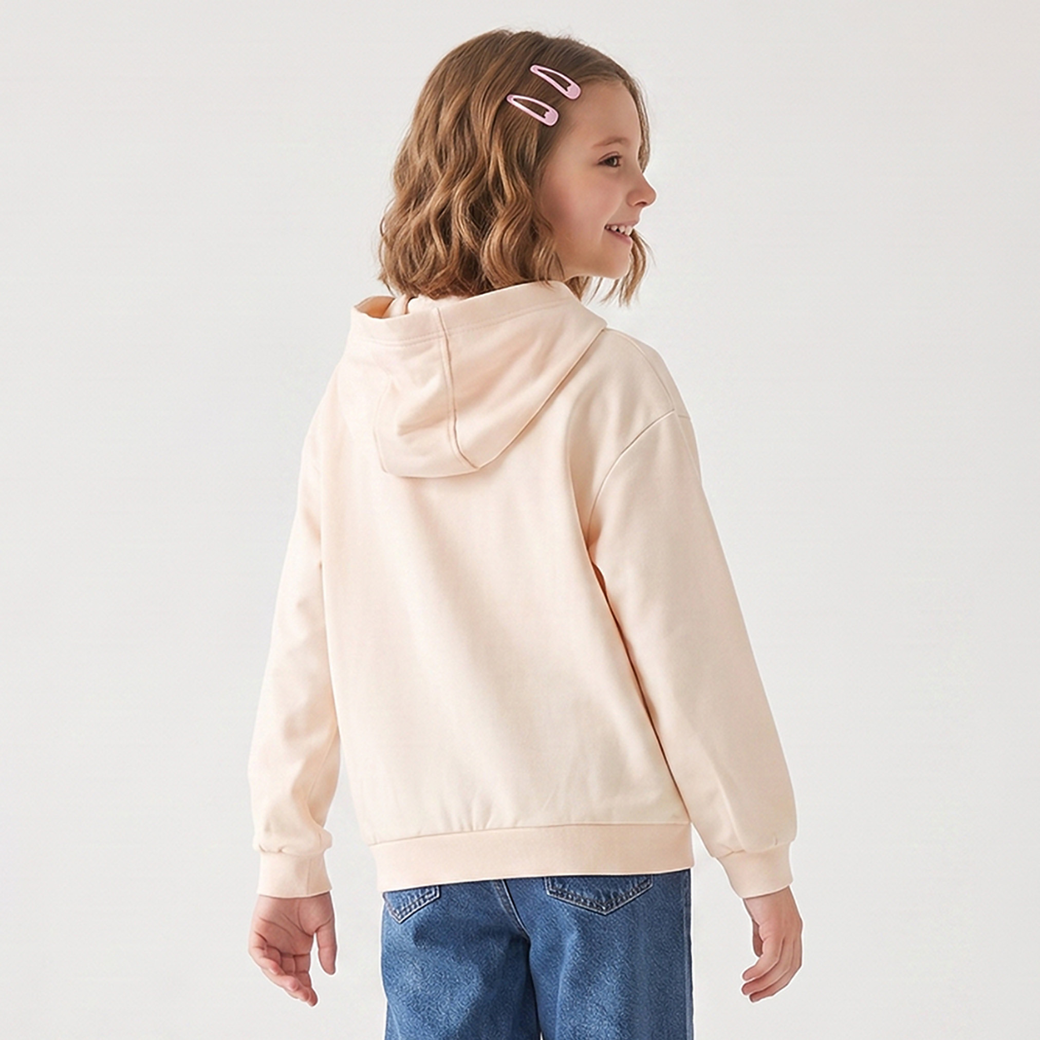 Juniors Fashion Girl Print Hooded Sweatshirt with Long Sleeves-girls-clothing-sweatshirts-image-3