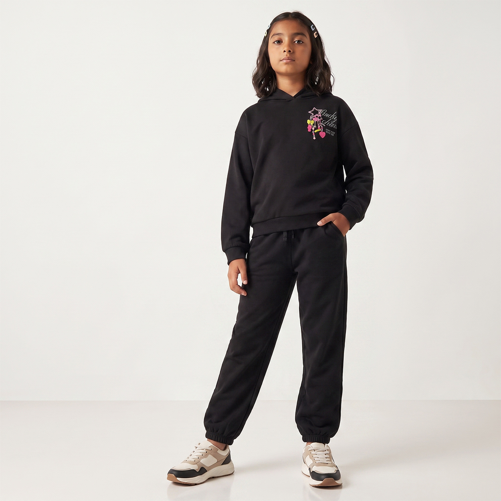 سويت شيرت بقبعة وأكمام طويلة وطبعات من جونيورز-girls-clothing-sweatshirts-image-6