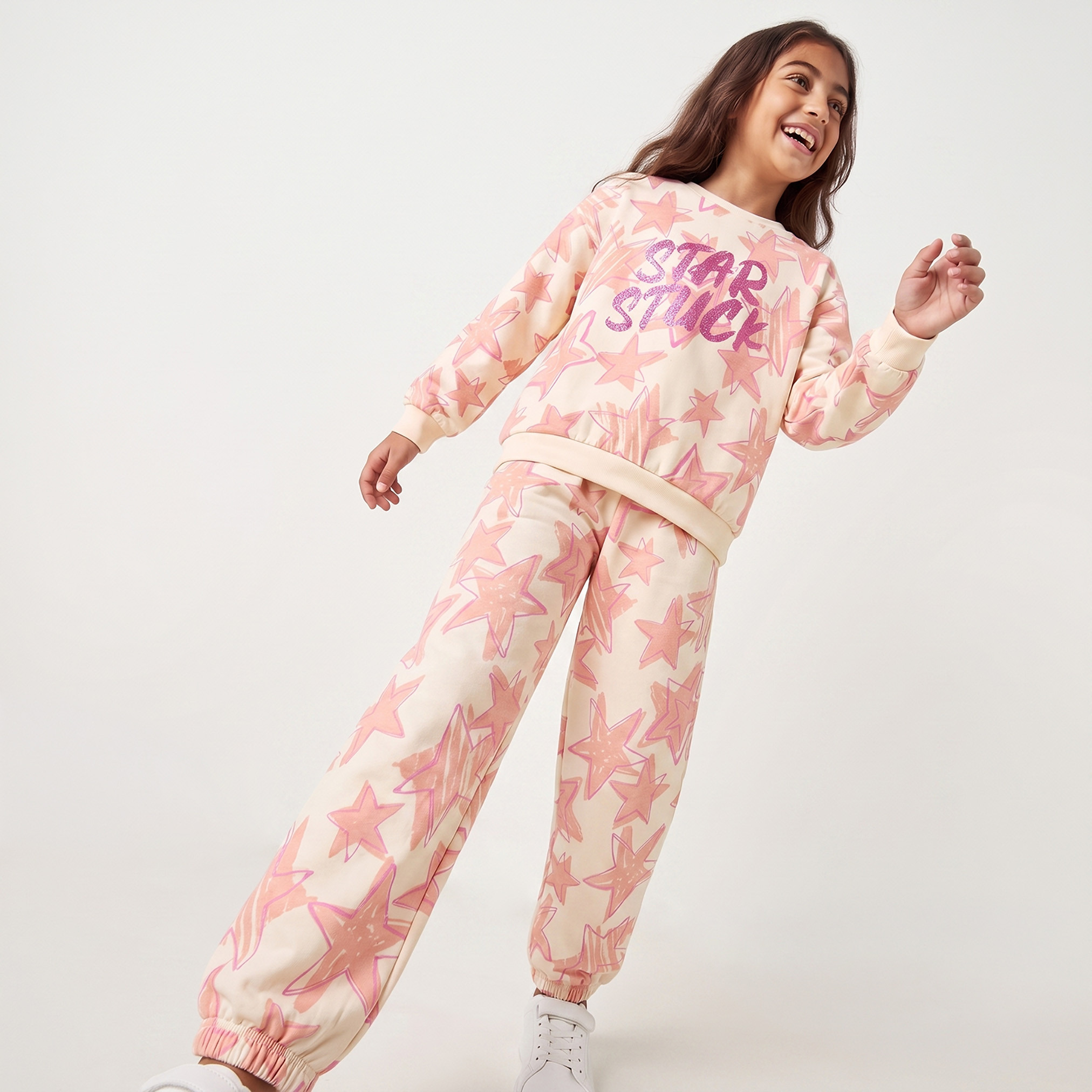 Juniors Crew Neck Sweatshirt with Star Print-girls-clothing-sweatshirts-image-5