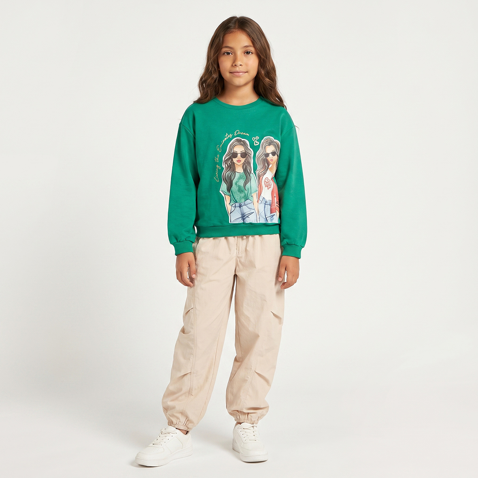Juniors Crew Neck Sweatshirt with Long Sleeves-girls-clothing-sweatshirts-image-3