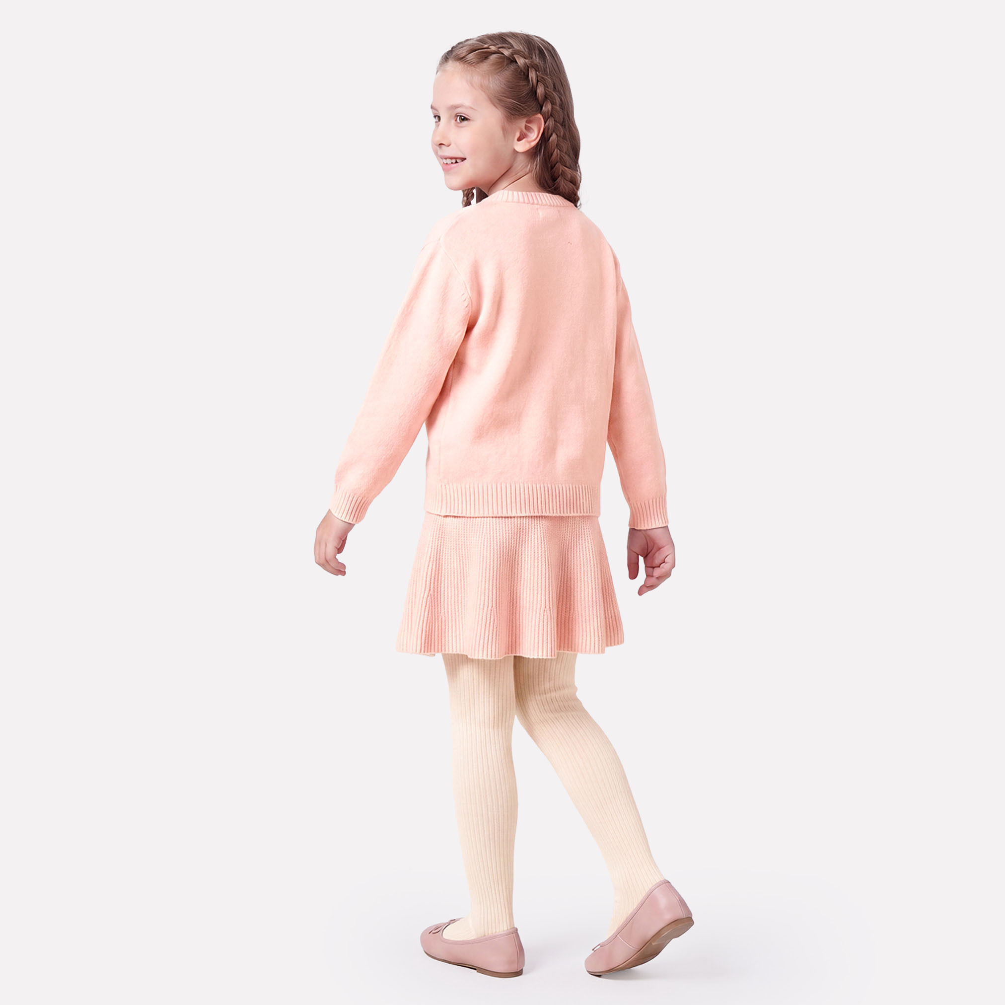 Juniors Crew Neck Long Sleeves Sweater and Skirt Set with Floral Accent-girls-clothing-setsandcoords-image-5