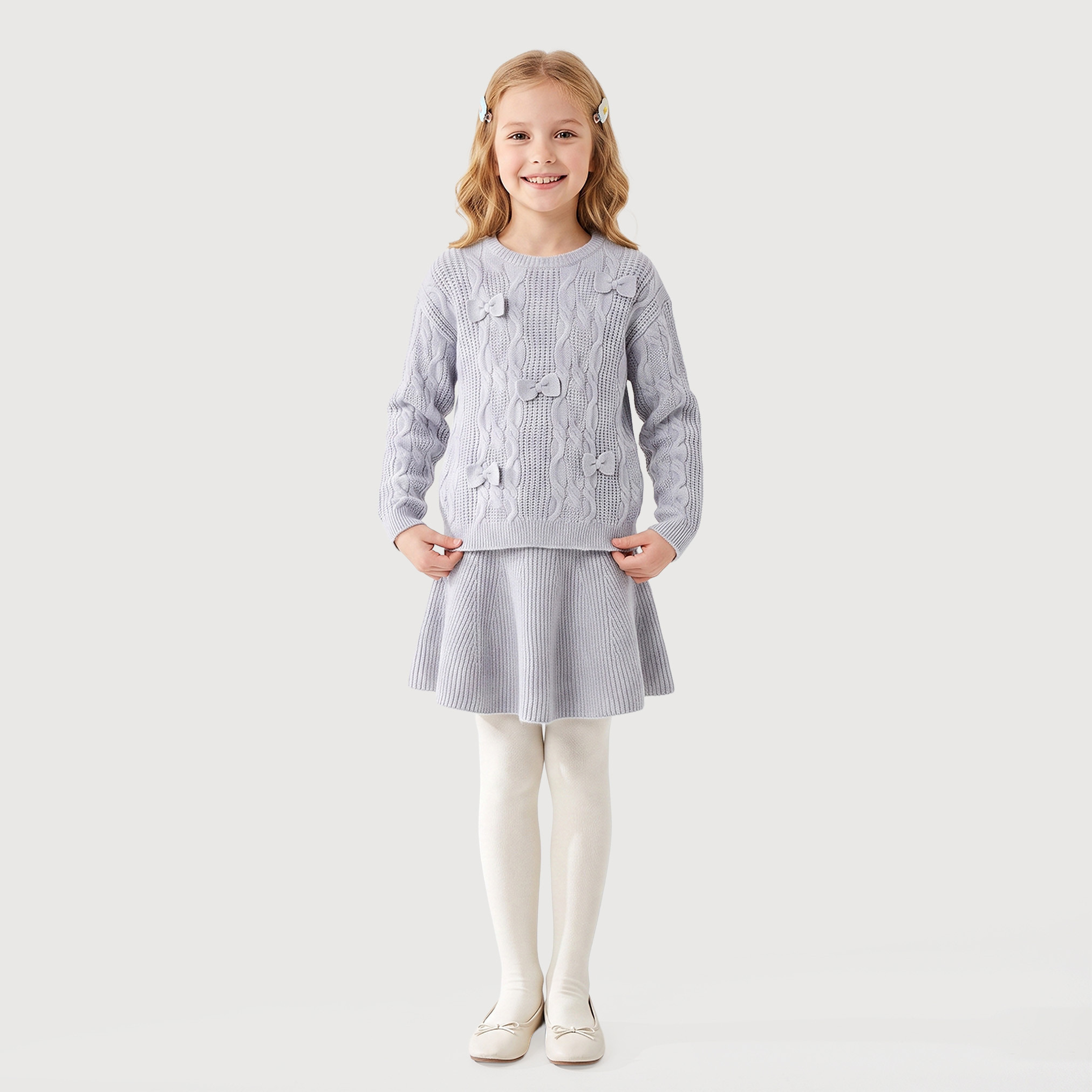 Set of 3 Juniors Round Neck Long Sleeves Top and Skirt Set with Tights-girls-clothing-setsandcoords-image-1