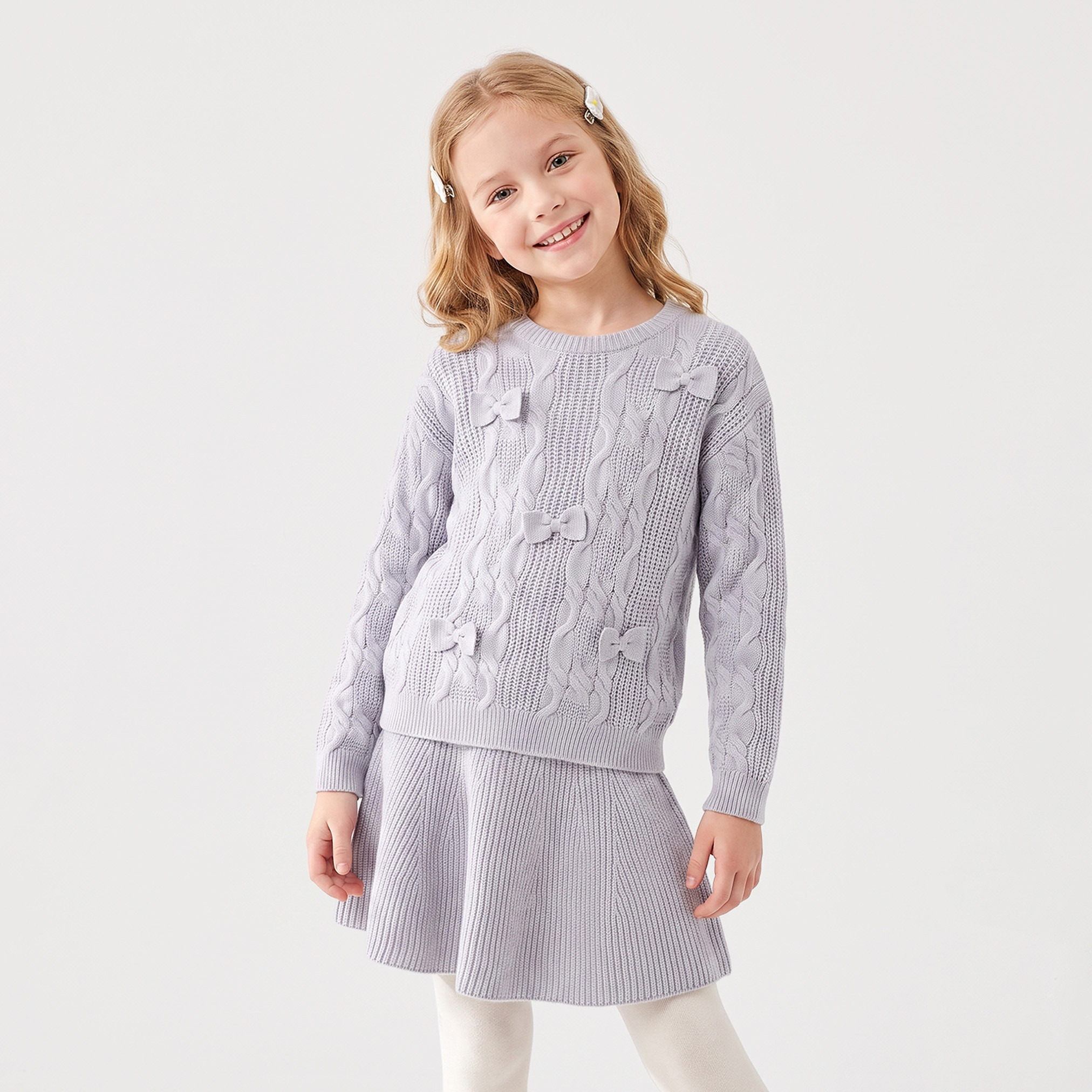 Set of 3 Juniors Round Neck Long Sleeves Top and Skirt Set with Tights-girls-clothing-setsandcoords-image-2
