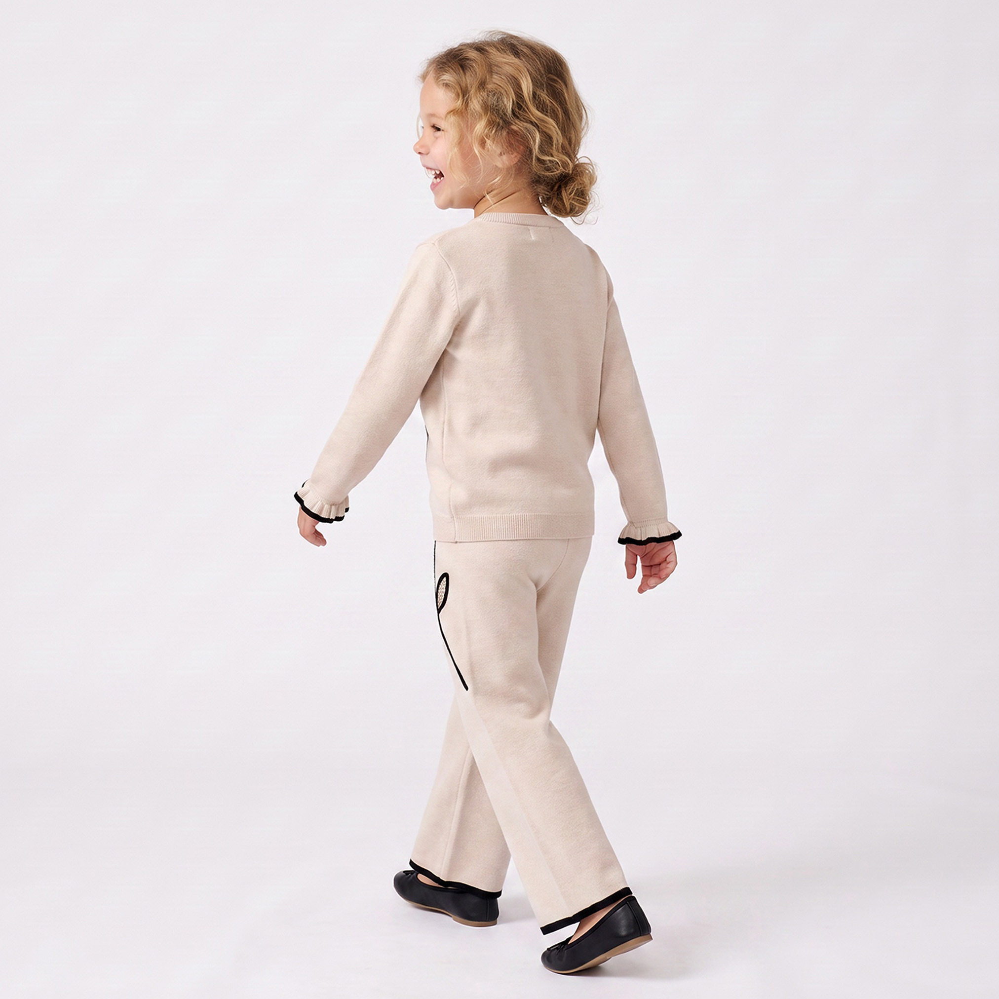 Juniors Crew Neck Long Sleeves Top and Trousers Set with Floral Embroidery-girls-clothing-setsandcoords-image-4