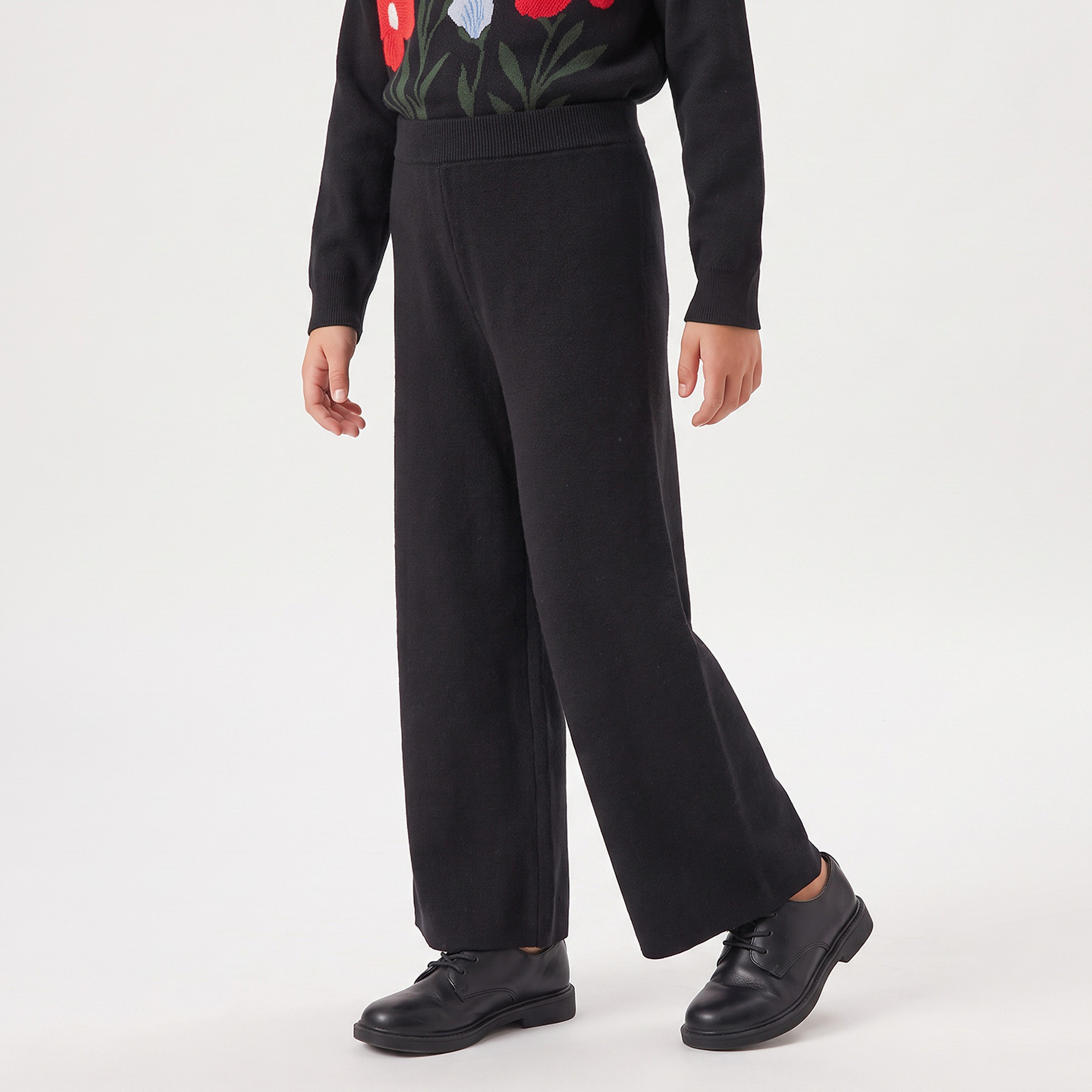Juniors Crew Neck Long Sleeves Sweater and Pants Set with Floral Embroidery-girls-clothing-setsandcoords-image-3