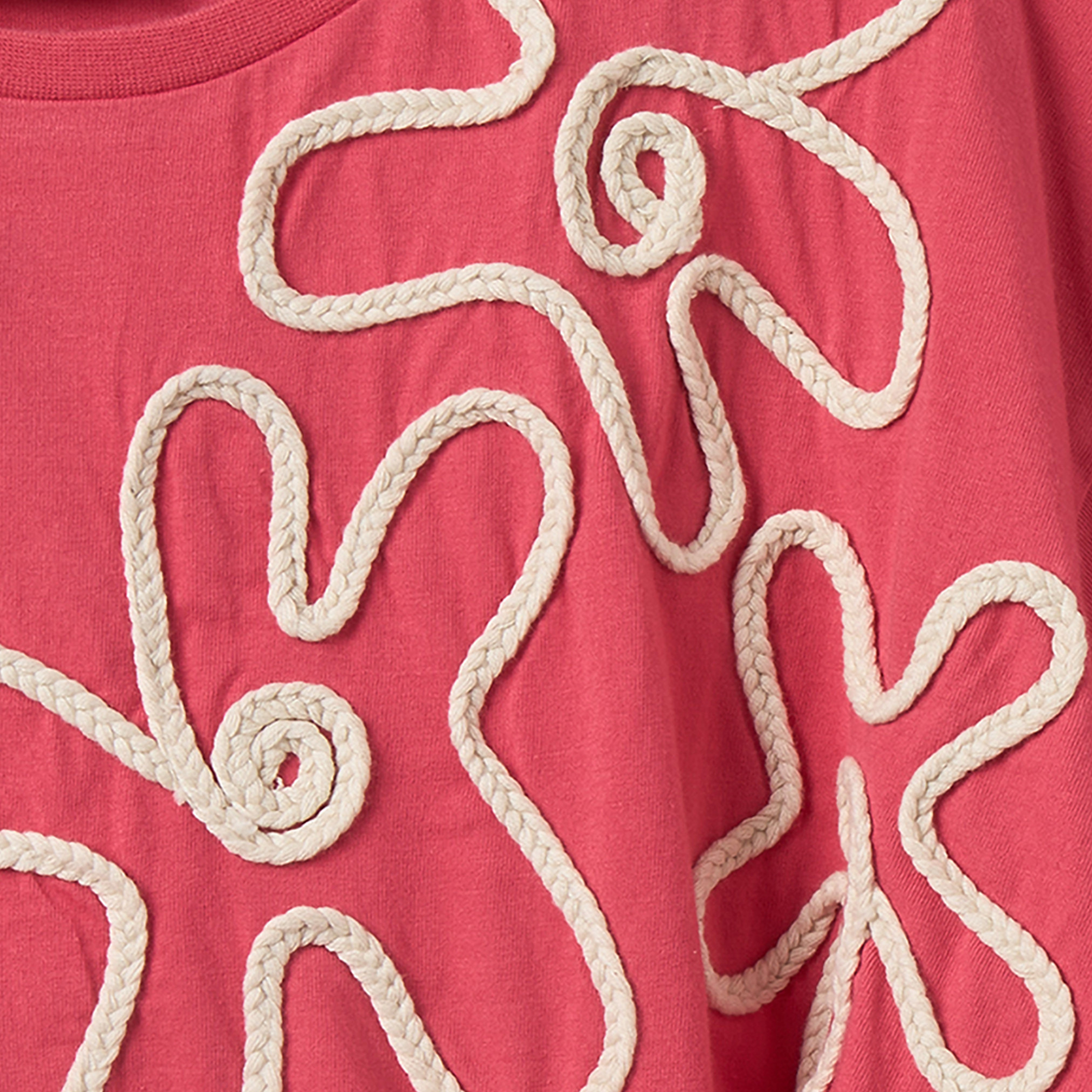 Juniors Crew Neck Short Sleeves T-shirt with Floral Applique-girls-clothing-tshirts-image-4