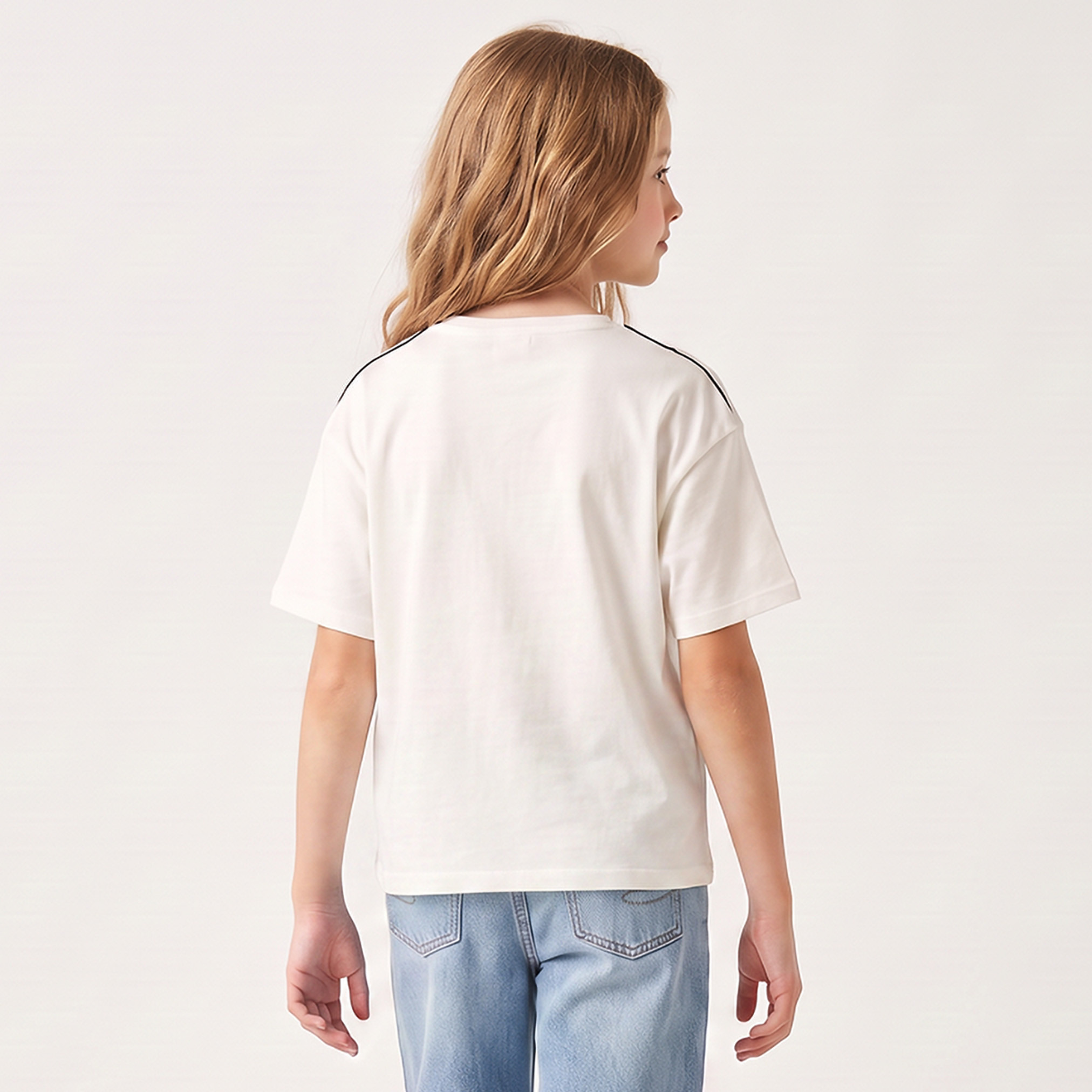 Juniors Crew Neck Short Sleeves T-shirt with Bow Applique-girls-clothing-tshirts-image-3