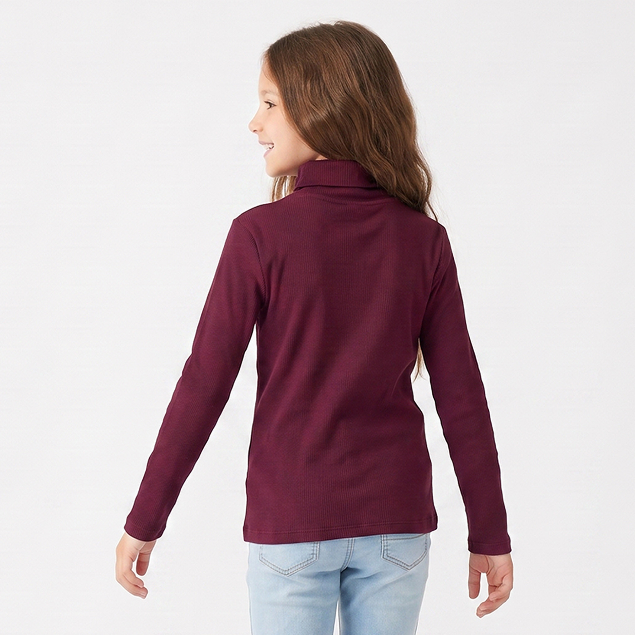 تيشيرت مضلع بياقة عالية وأكمام قصيرة من جونيورز-girls-clothing-tshirts-image-3