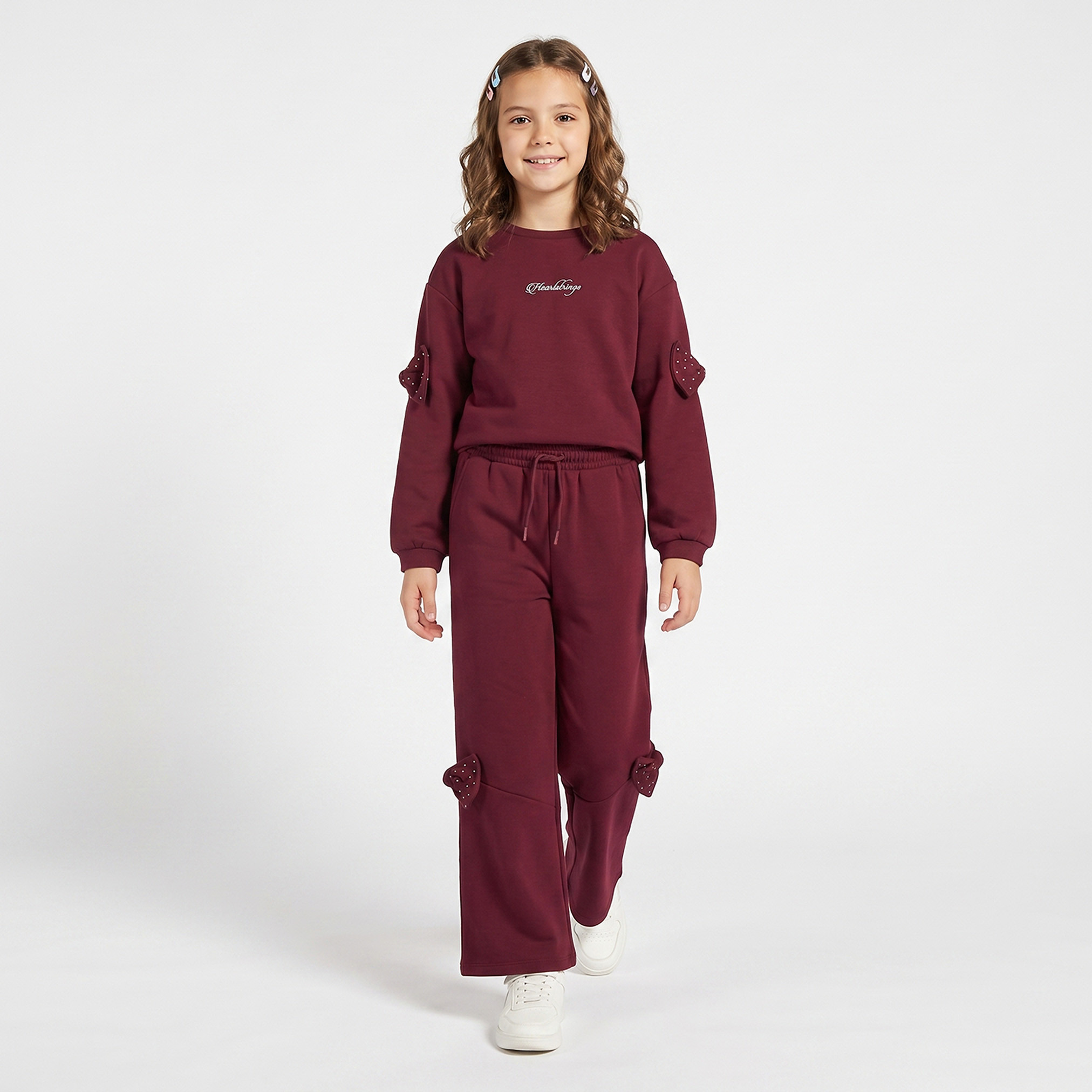 Juniors Elasticated Drawstring Waist Track Pants with Bow Detail-girls-clothing-schoolwear-bottoms-leggings-image-2