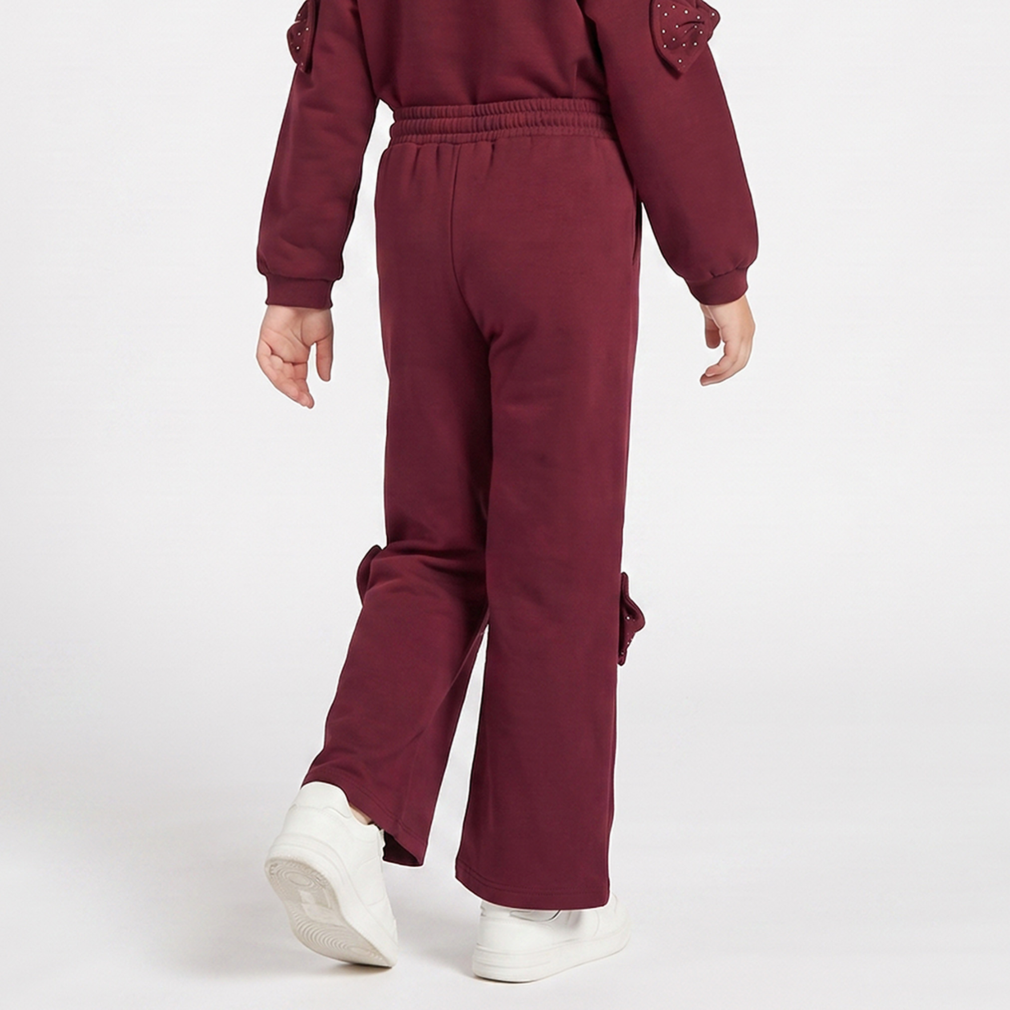 Juniors Elasticated Drawstring Waist Track Pants with Bow Detail-girls-clothing-schoolwear-bottoms-leggings-image-3