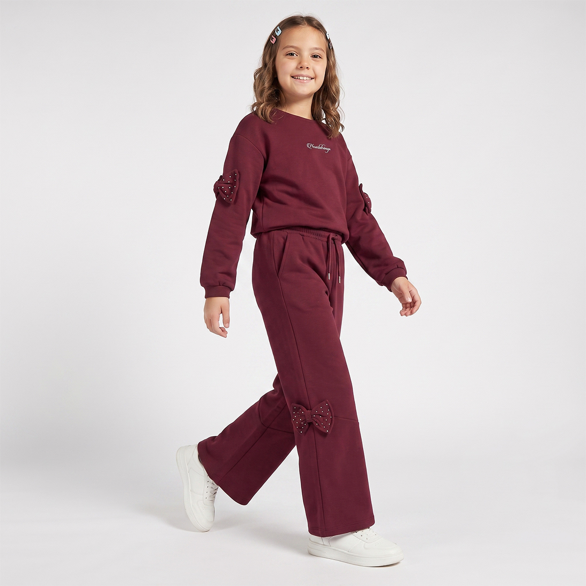 Juniors Elasticated Drawstring Waist Track Pants with Bow Detail-girls-clothing-schoolwear-bottoms-leggings-image-6