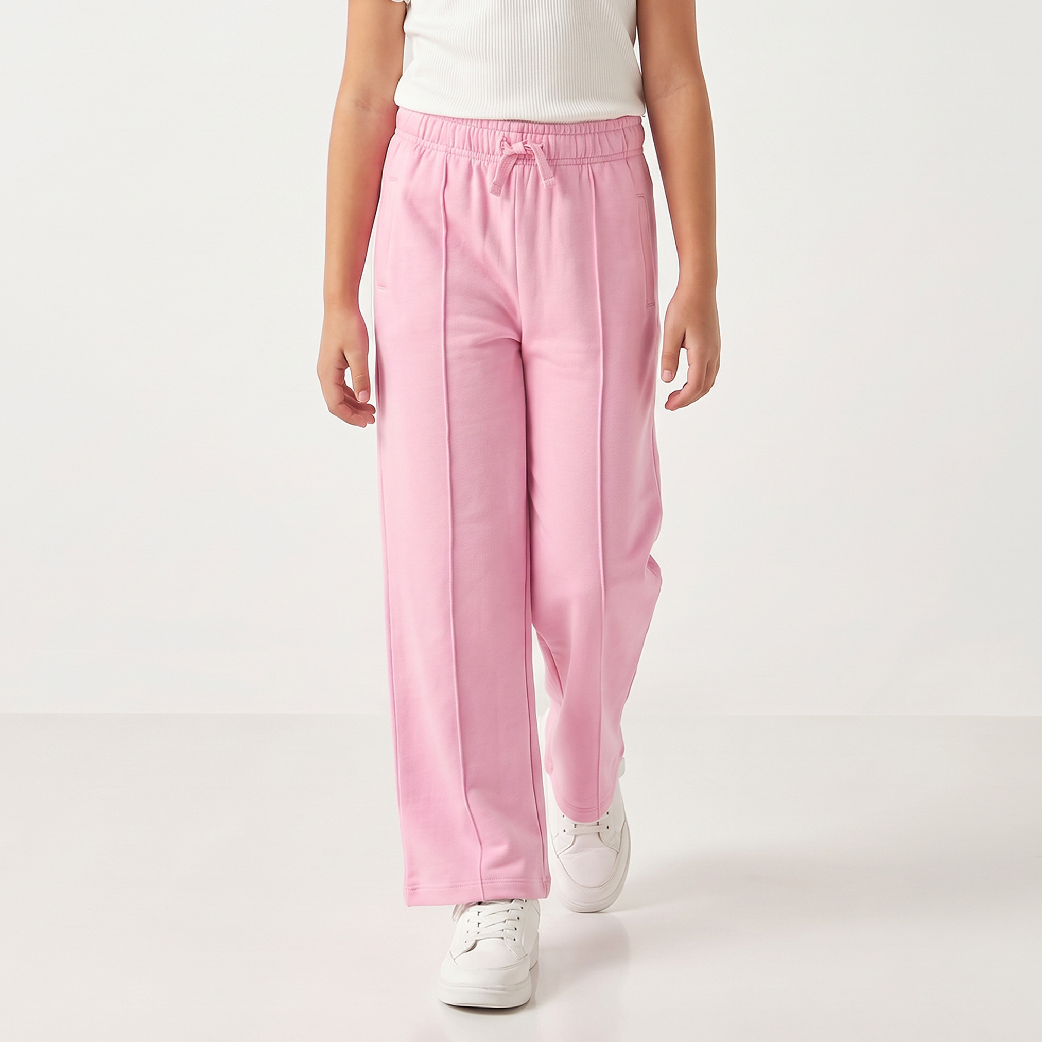 Juniors Drawstring Waist Track Pants with Pintuck-girls-clothing-bottoms-joggersandtrackpants-image-2