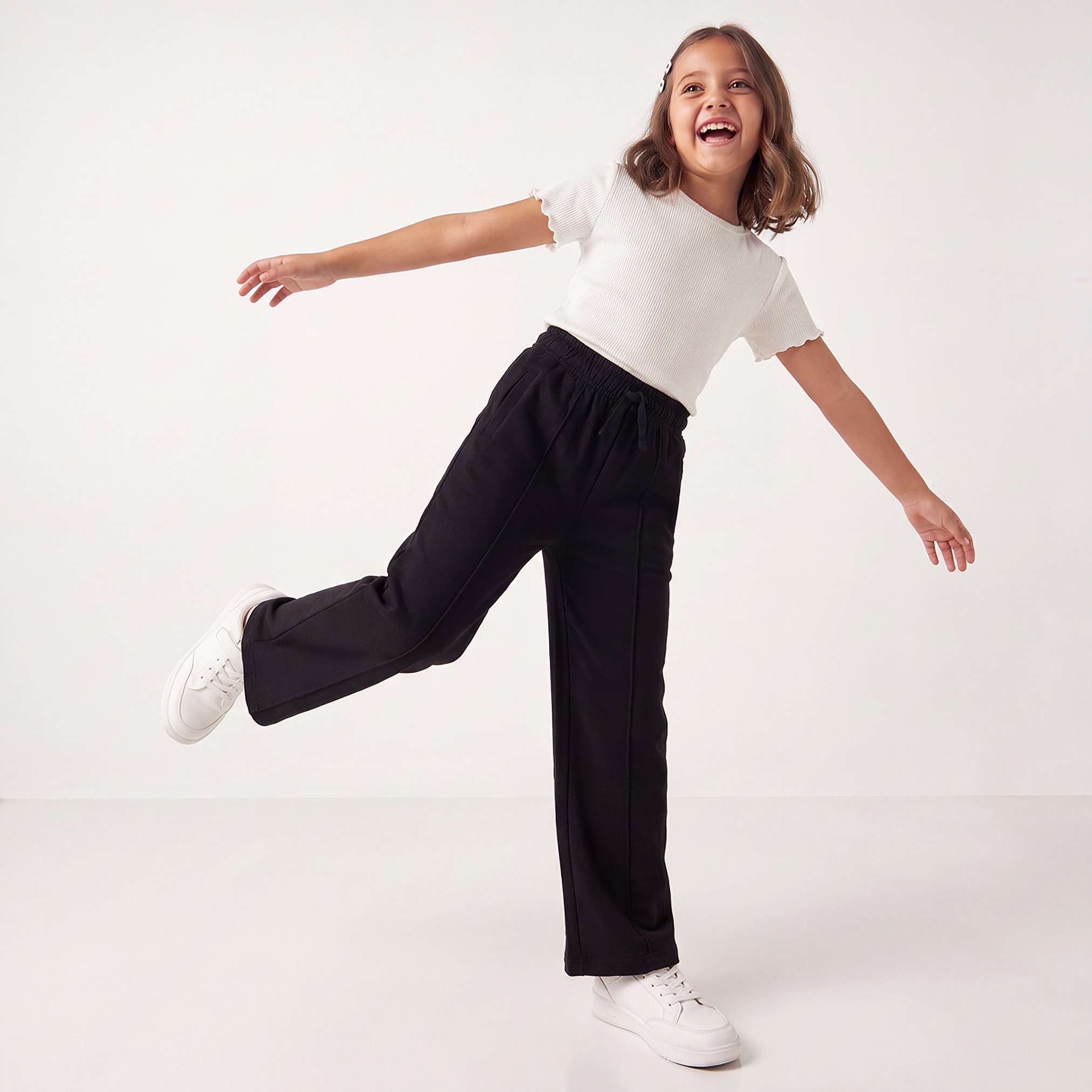 Juniors Drawstring Waist Track Pants with Pintuck-girls-clothing-bottoms-joggersandtrackpants-image-3
