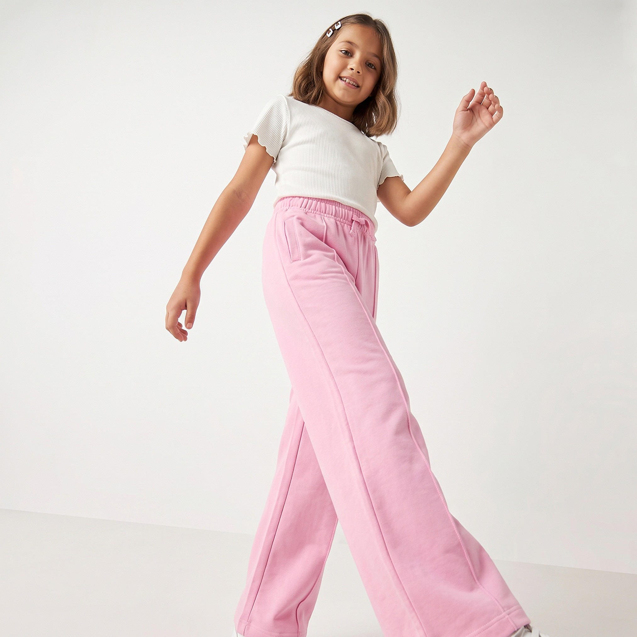 Juniors Drawstring Waist Track Pants with Pintuck-girls-clothing-bottoms-joggersandtrackpants-image-4