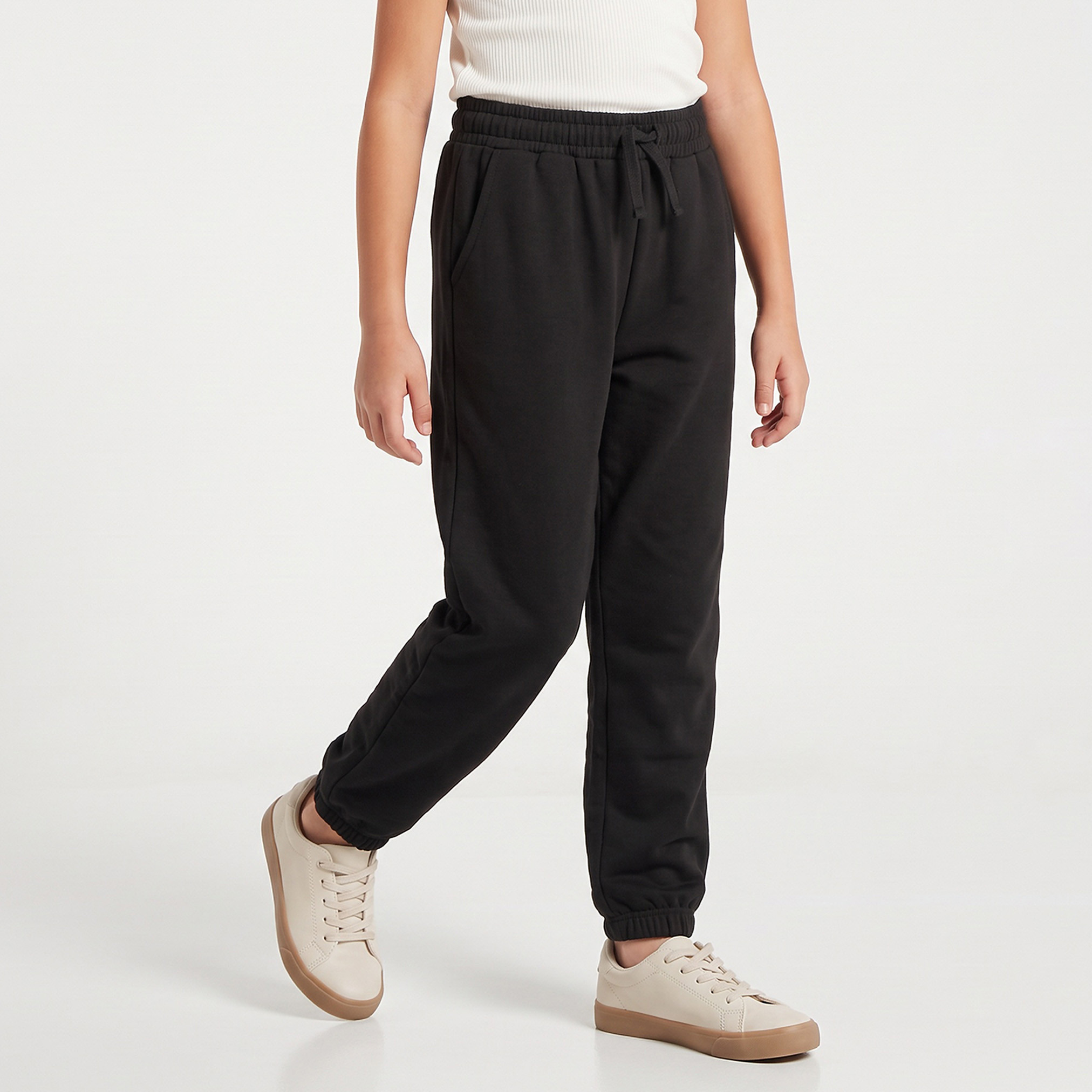 Pack of 2 Juniors Elasticated Drawstring Waist Joggers with Pockets-girls-clothing-bottoms-joggersandtrackpants-image-2