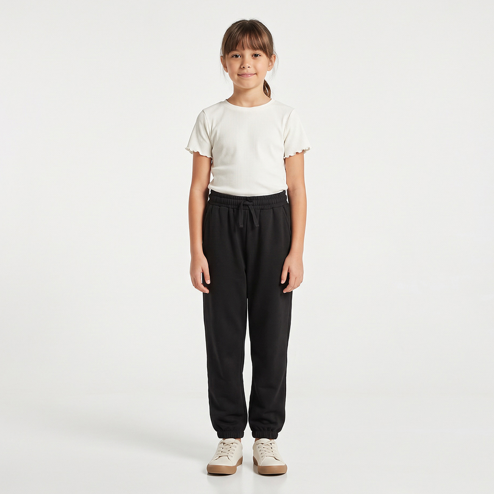 Pack of 2 Juniors Elasticated Drawstring Waist Joggers with Pockets-girls-clothing-bottoms-joggersandtrackpants-image-4