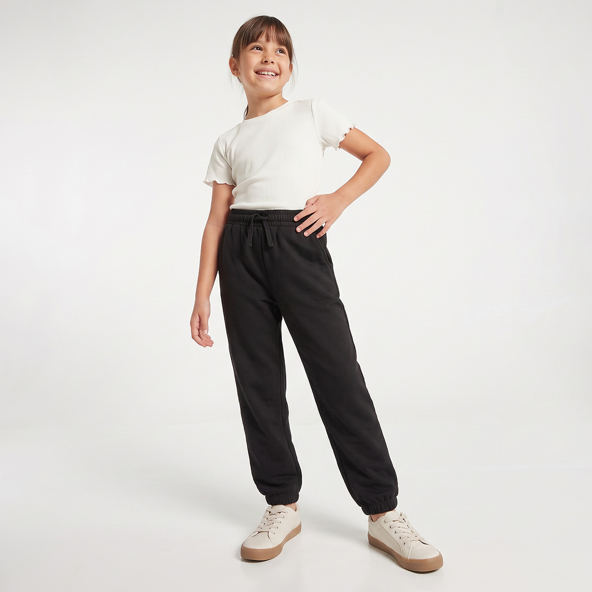 Pack of 2 Juniors Elasticated Drawstring Waist Joggers with Pockets-girls-clothing-bottoms-joggersandtrackpants-image-8