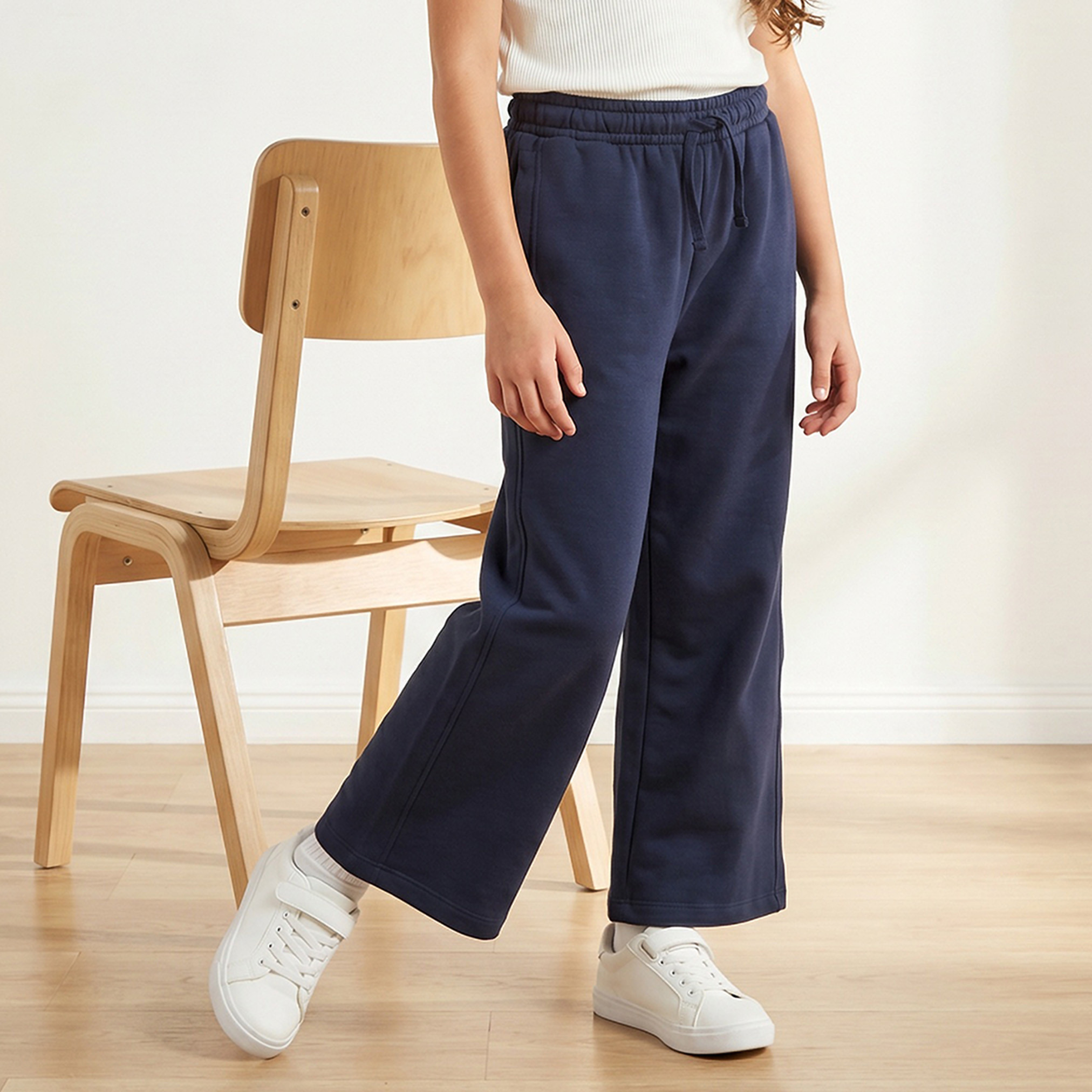 Juniors Elasticated Drawstring Track Pants with Pockets-girls-clothing-schoolwear-bottoms-joggers-image-1
