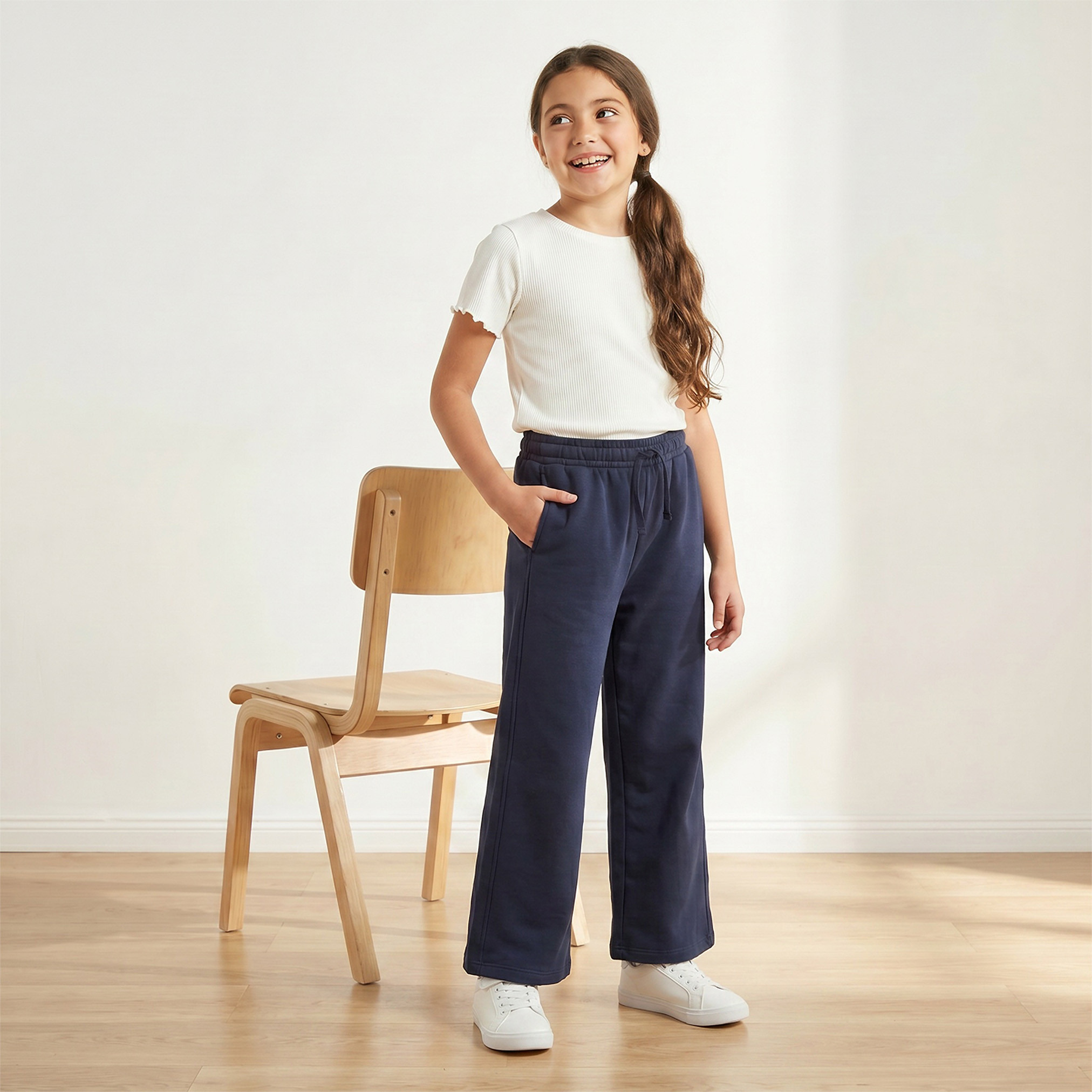 Juniors Elasticated Drawstring Track Pants with Pockets-girls-clothing-schoolwear-bottoms-joggers-image-5